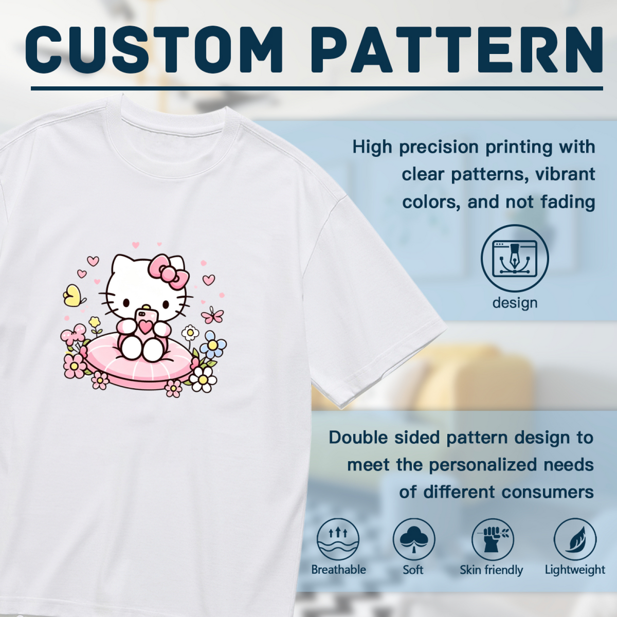 Dreamy Floral Selfie Hello Kitty Art Plus?Size Women White T?shirt