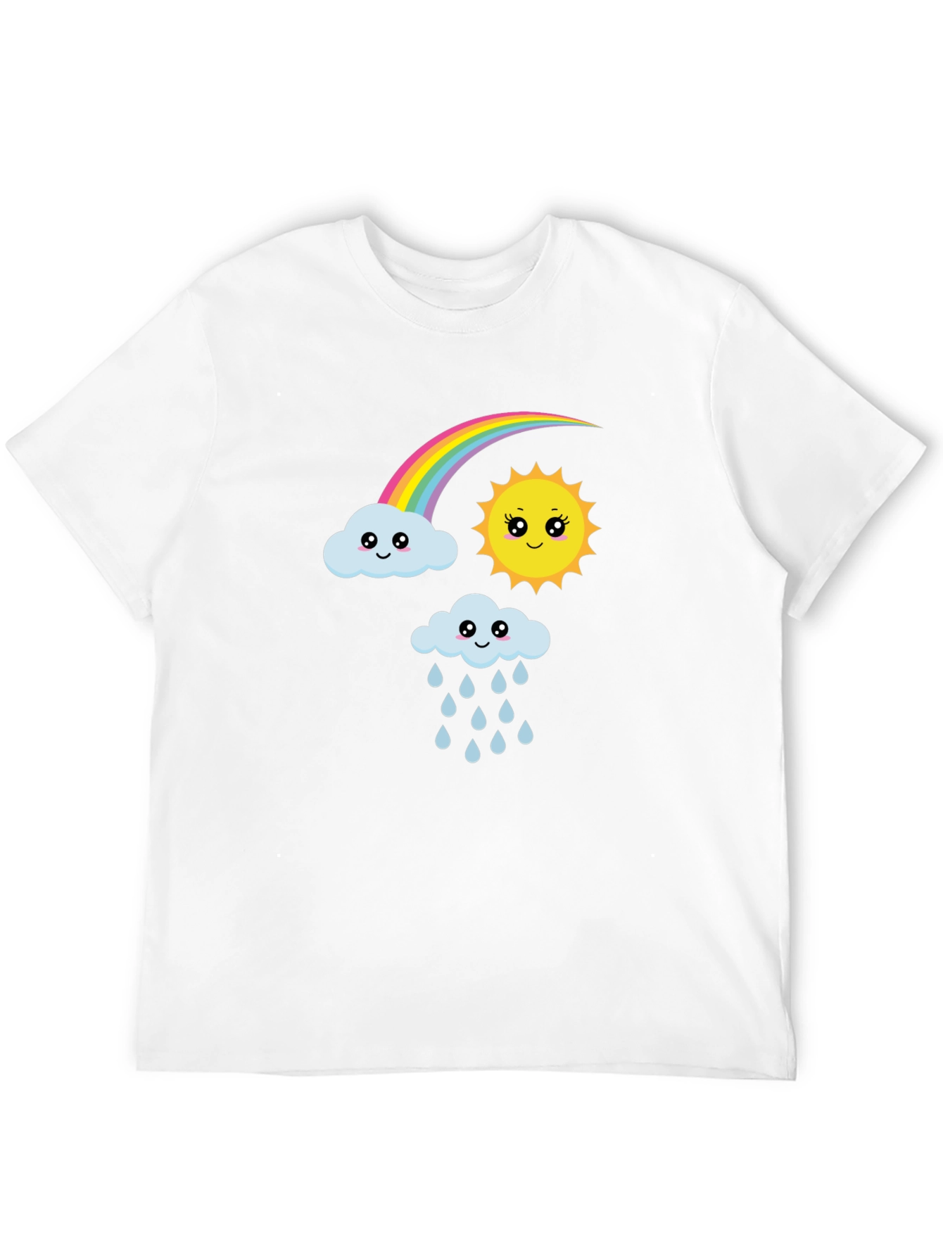 Cute Cartoon Weather Graphic Black T-Shirt