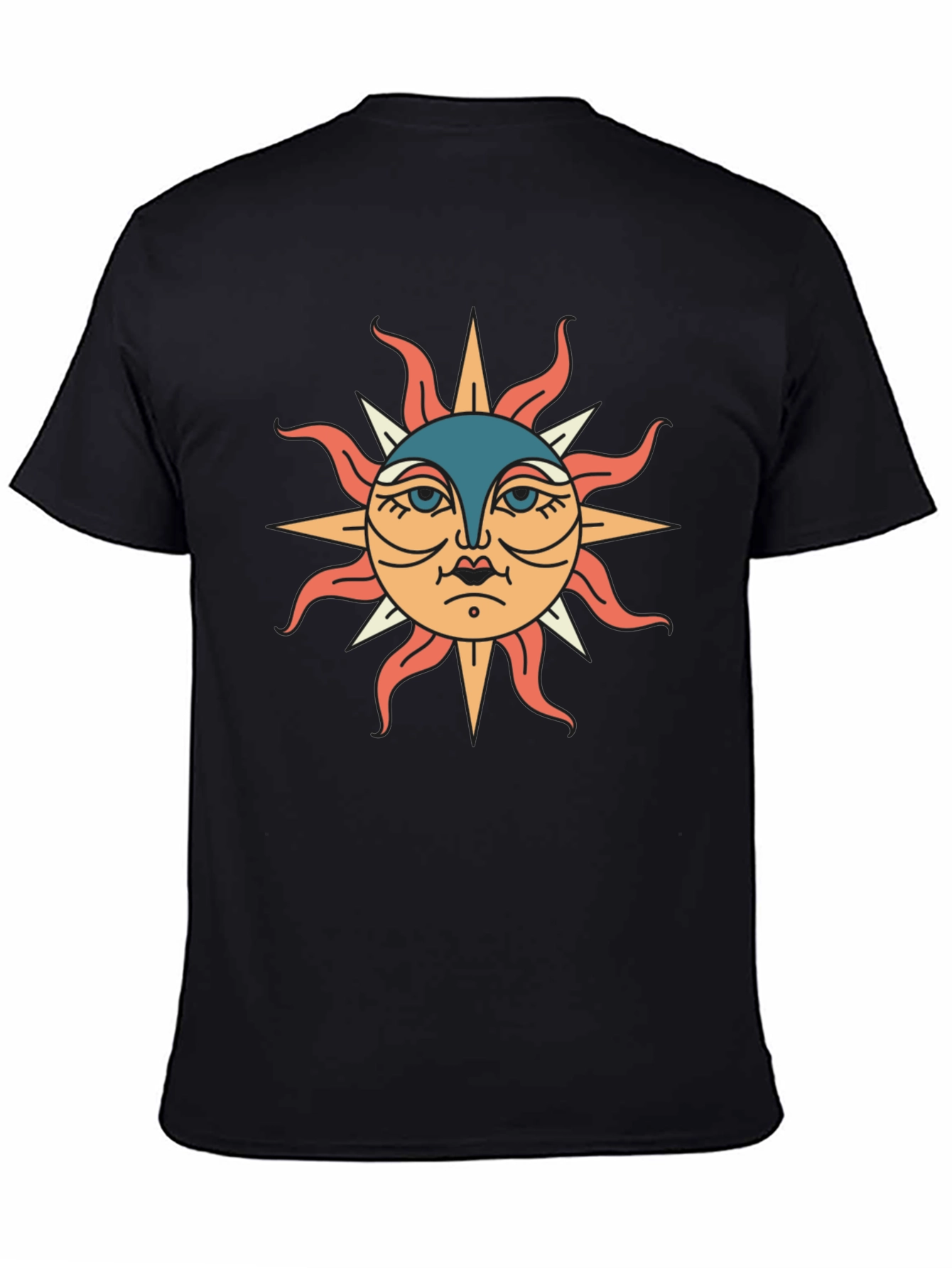 Black T-Shirt with Sun Graphic