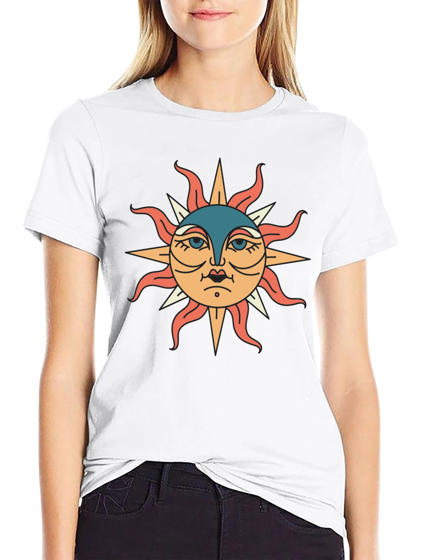 Black T-Shirt with Sun Graphic