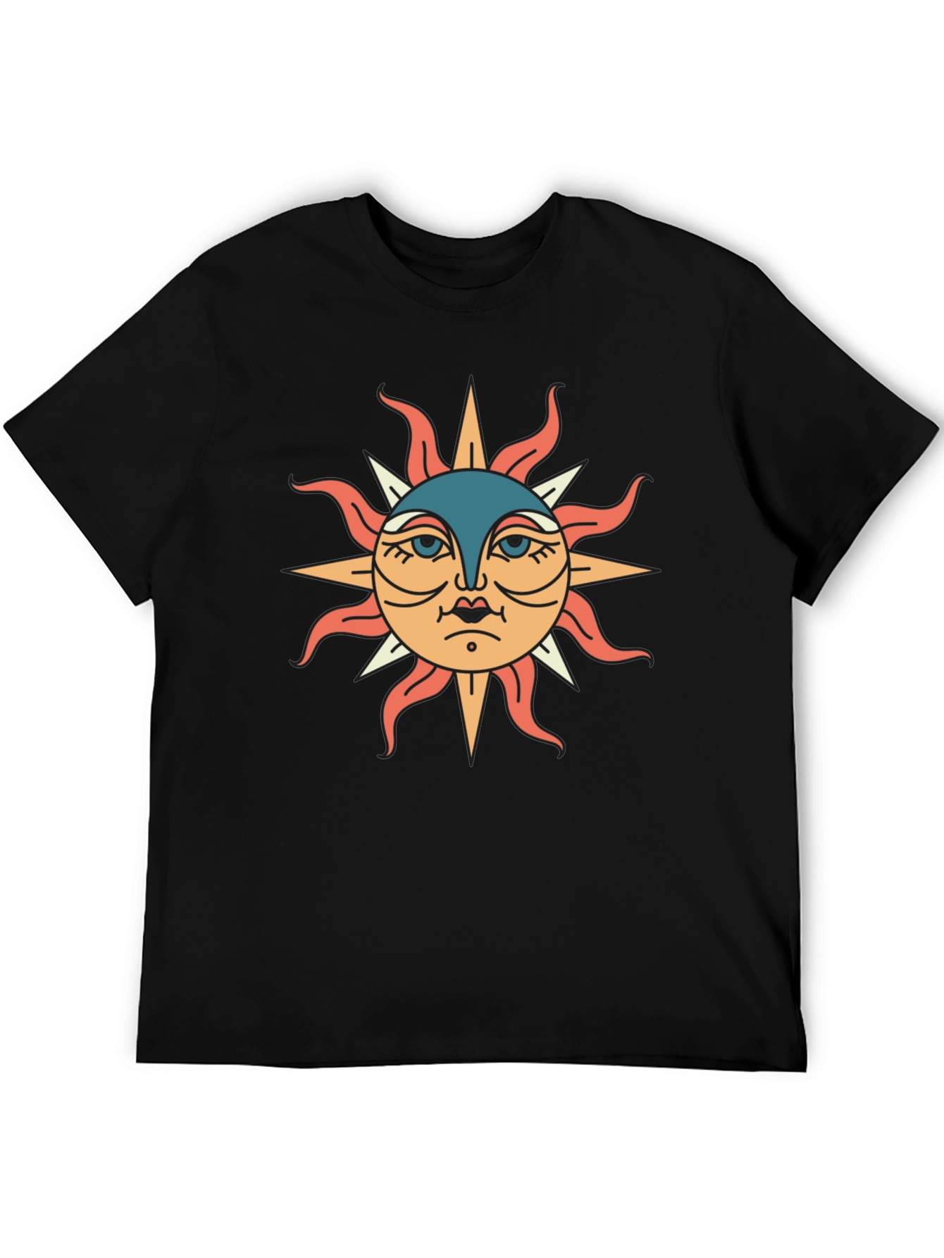 Black T-Shirt with Sun Graphic