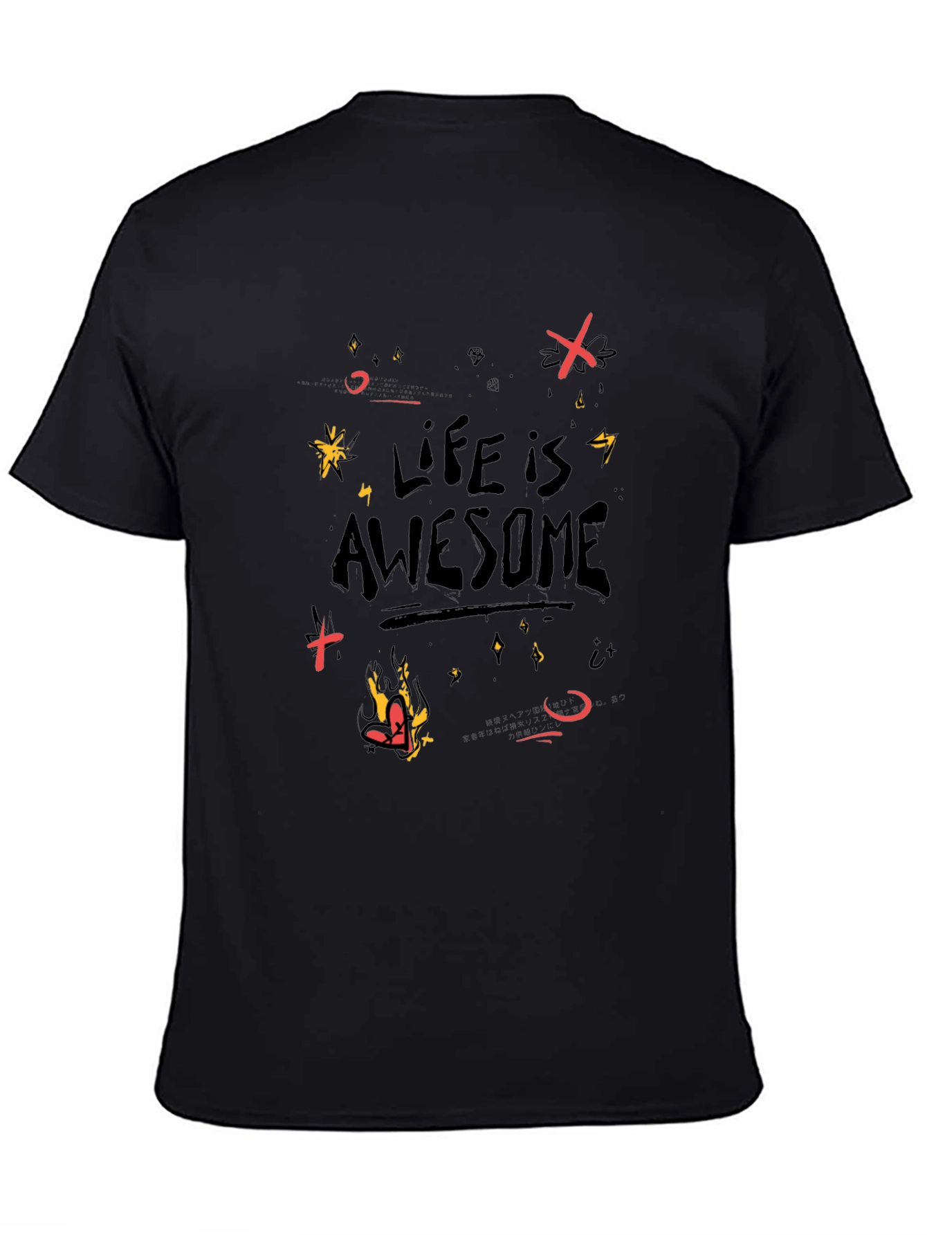 Life is Awesome Graphic Black T-Shirt