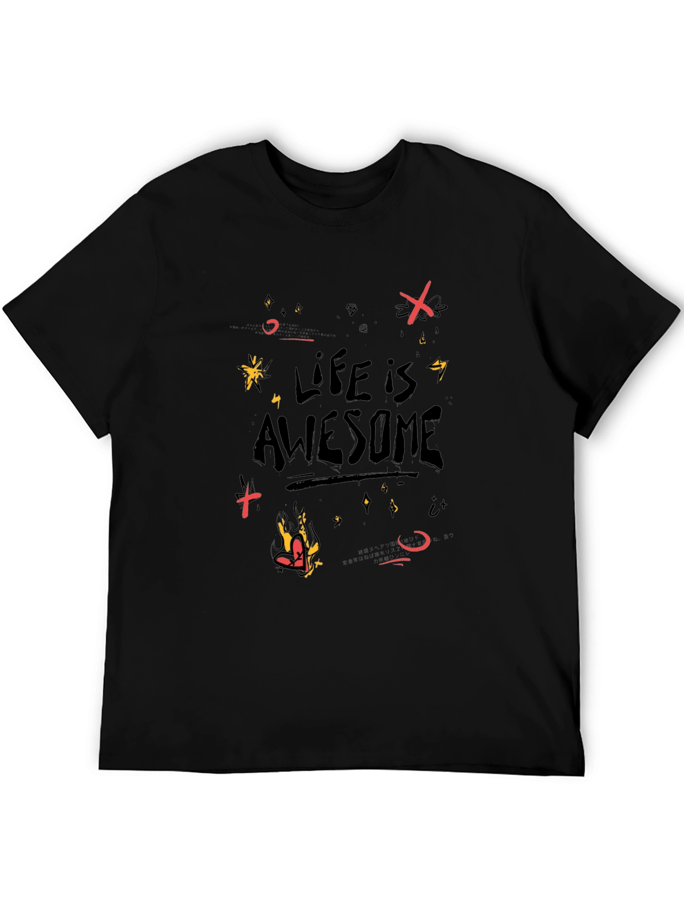 Life is Awesome Graphic Black T-Shirt