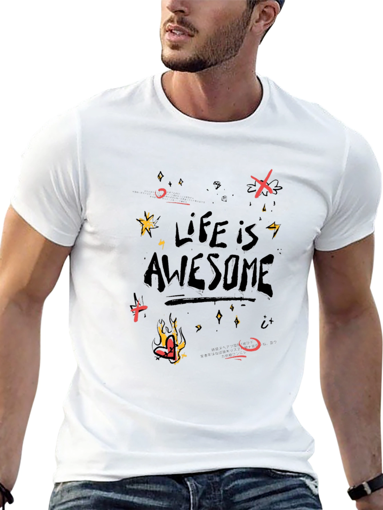 Life is Awesome Graphic Black T-Shirt