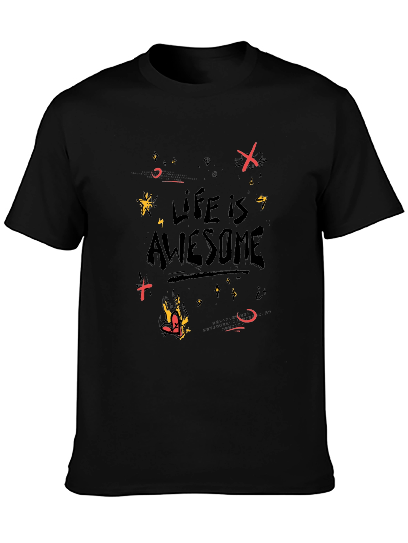 Life is Awesome Graphic Black T-Shirt