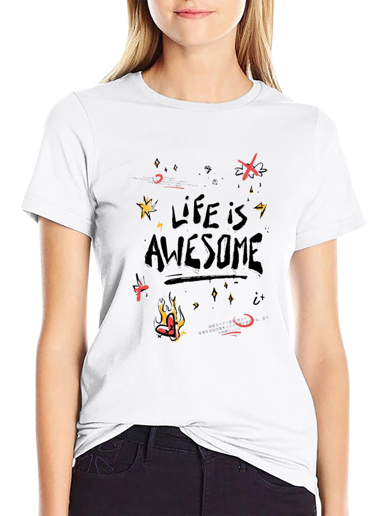 Life is Awesome Graphic Black T-Shirt