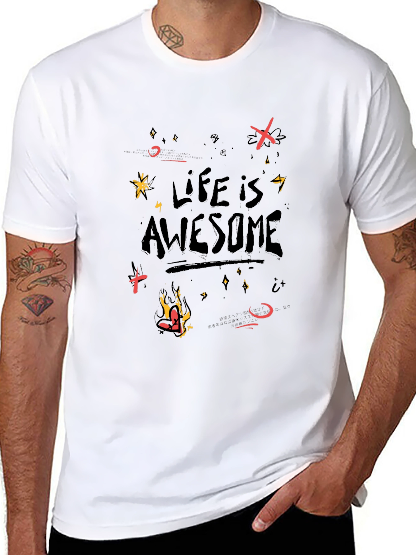 Life is Awesome Graphic Black T-Shirt