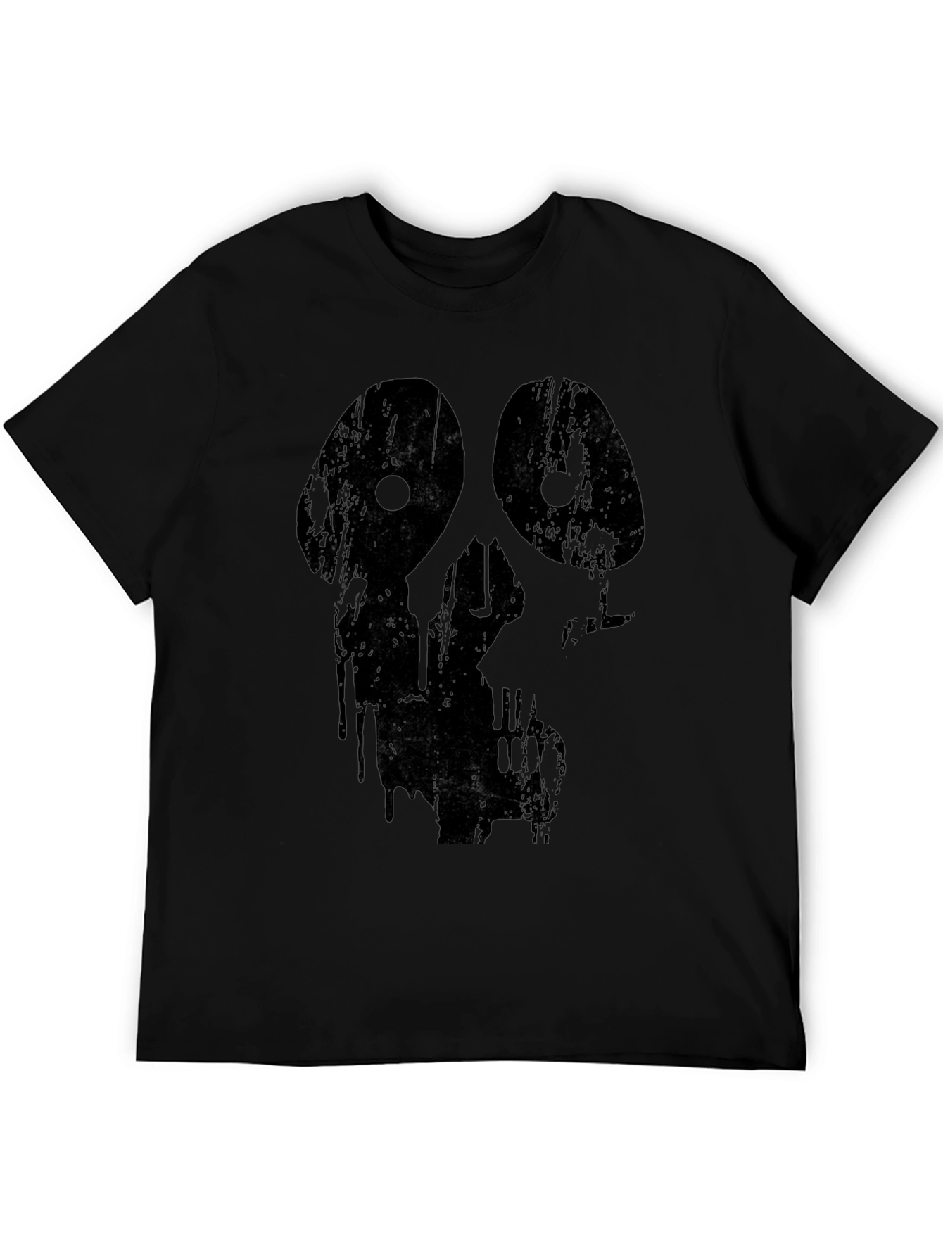 Grim Grunge Skull Graphic Black T-Shirt