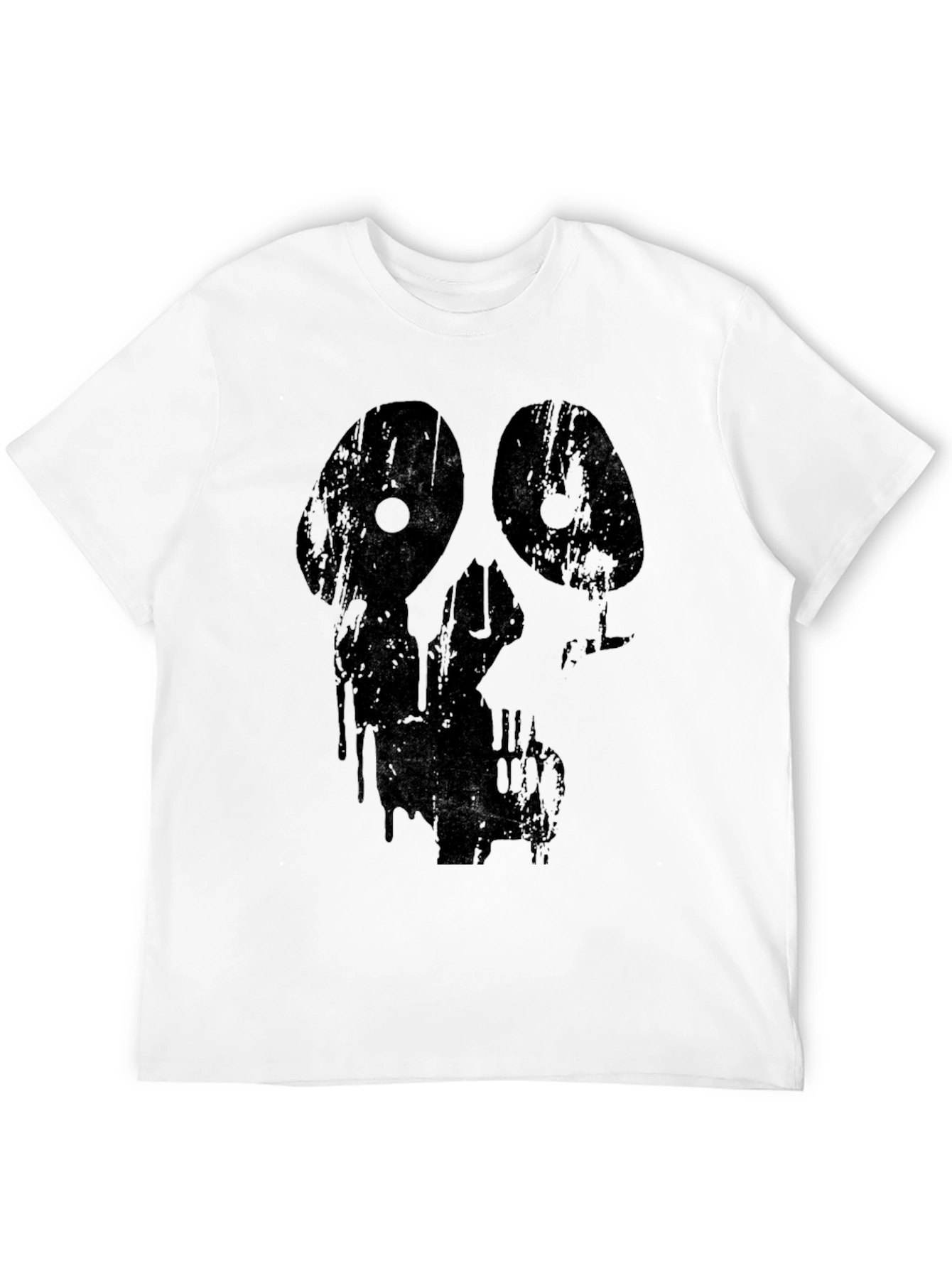 Grim Grunge Skull Graphic Black T-Shirt