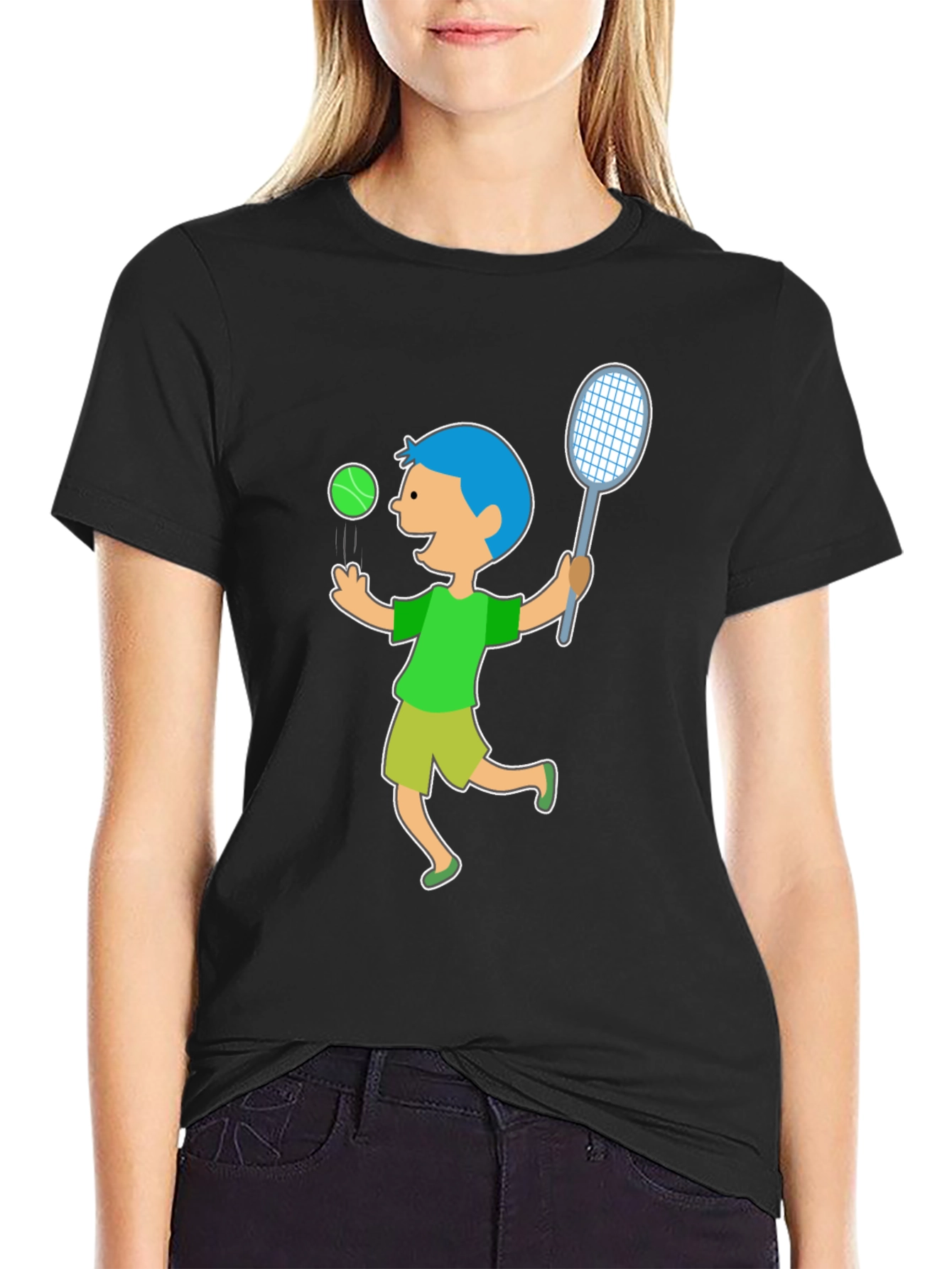 Tennis Boy Black T-Shirt