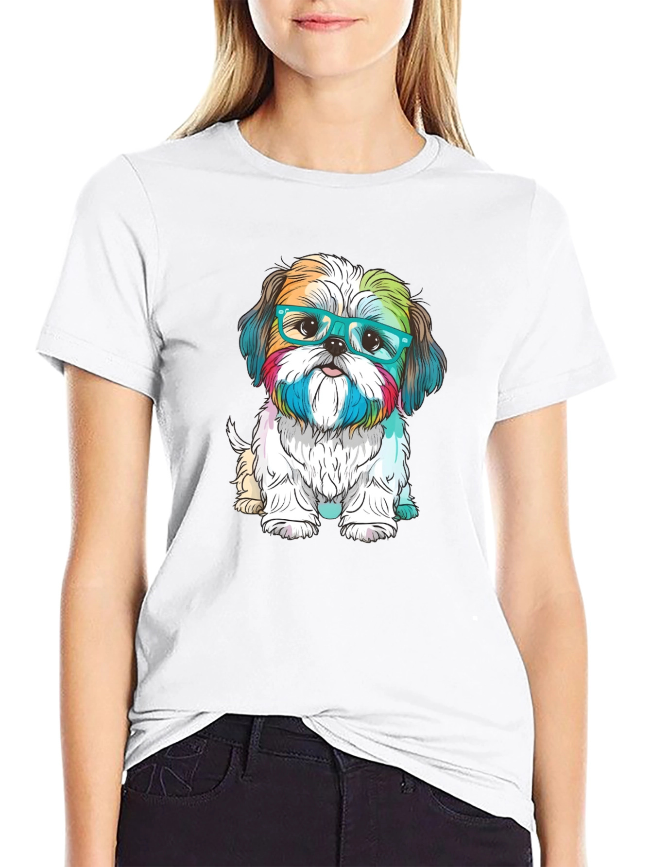 Dog with Glasses Graphic T-Shirt