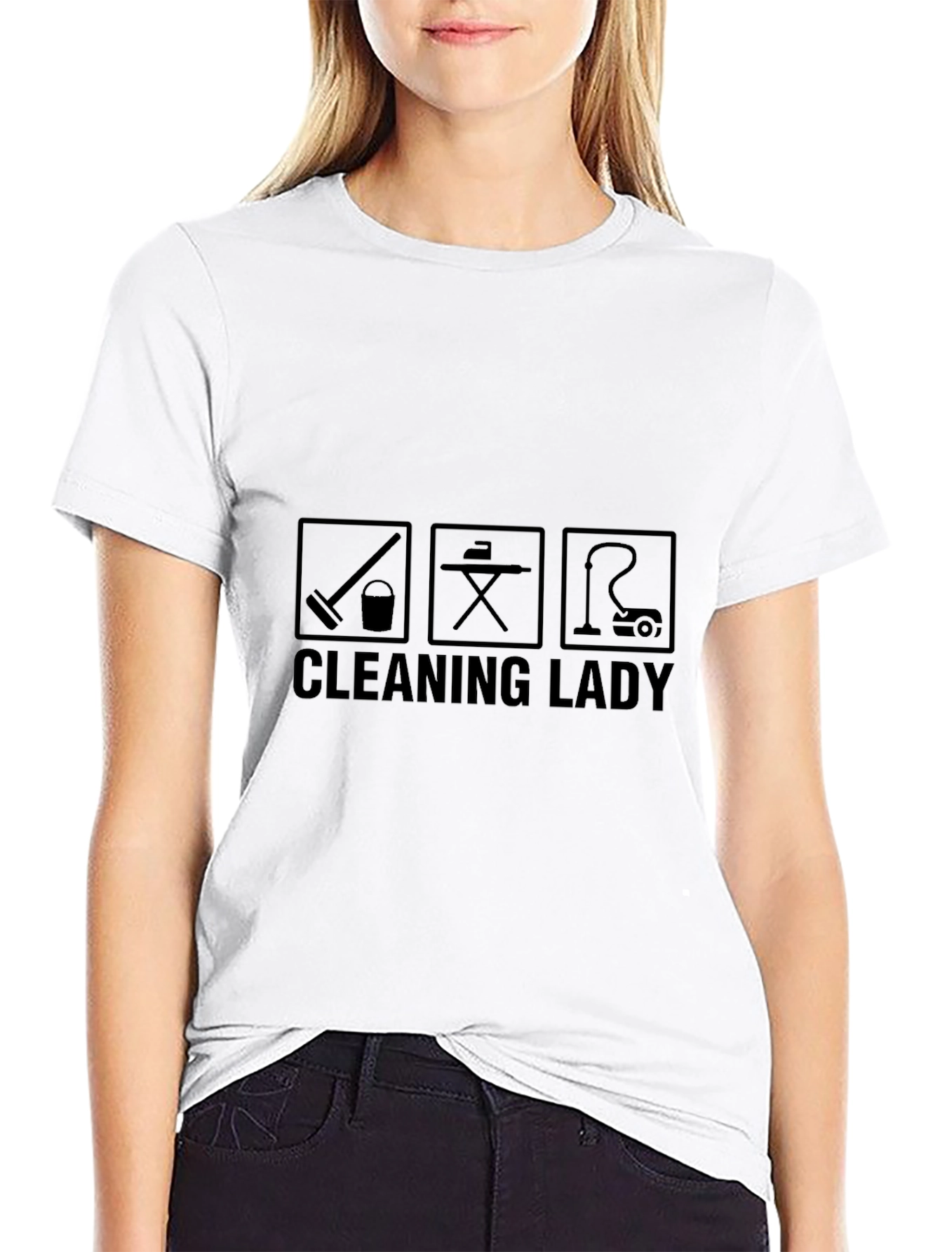 Cleaning Lady Graphic Black T-Shirt