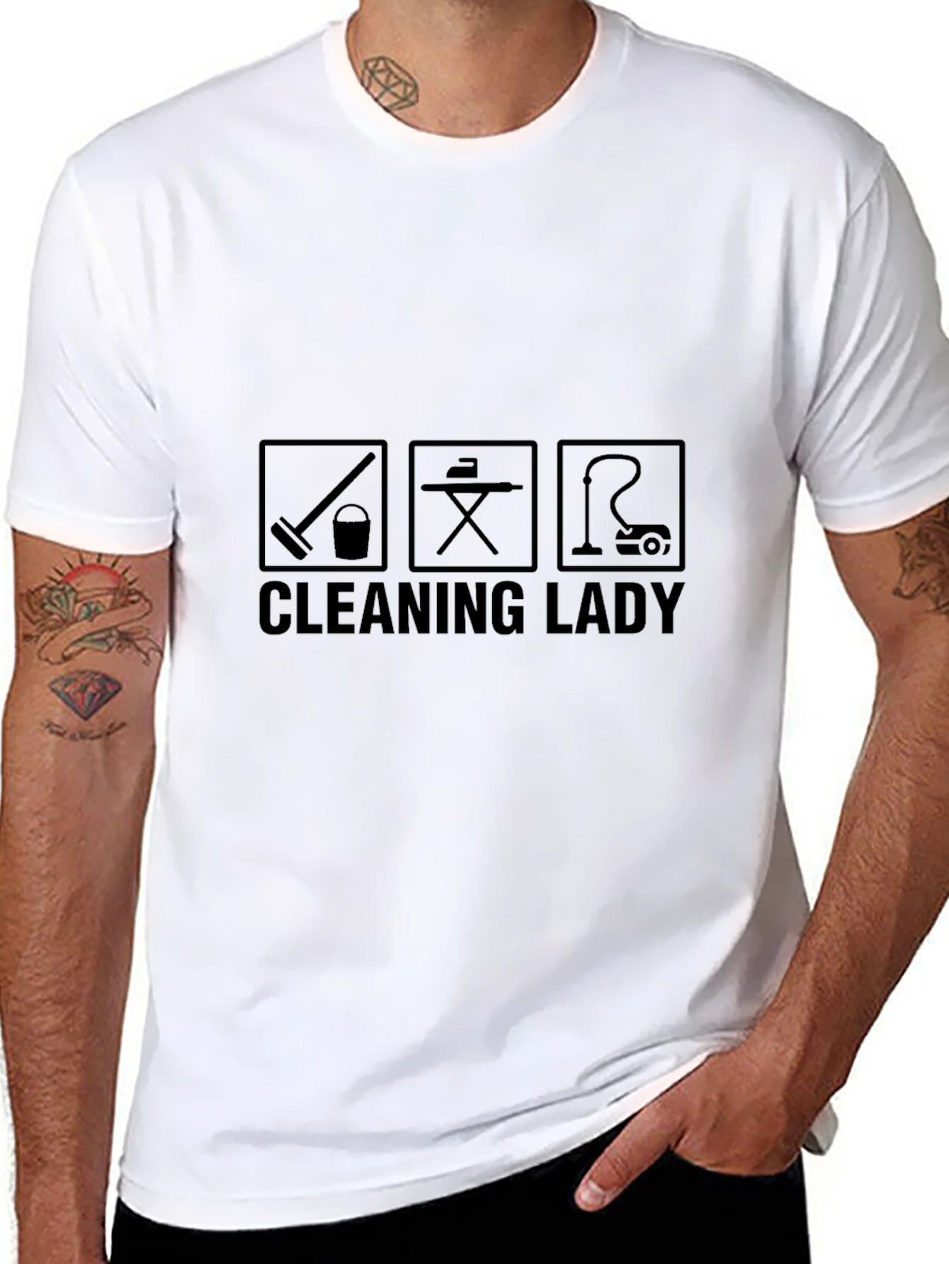 Cleaning Lady Graphic Black T-Shirt