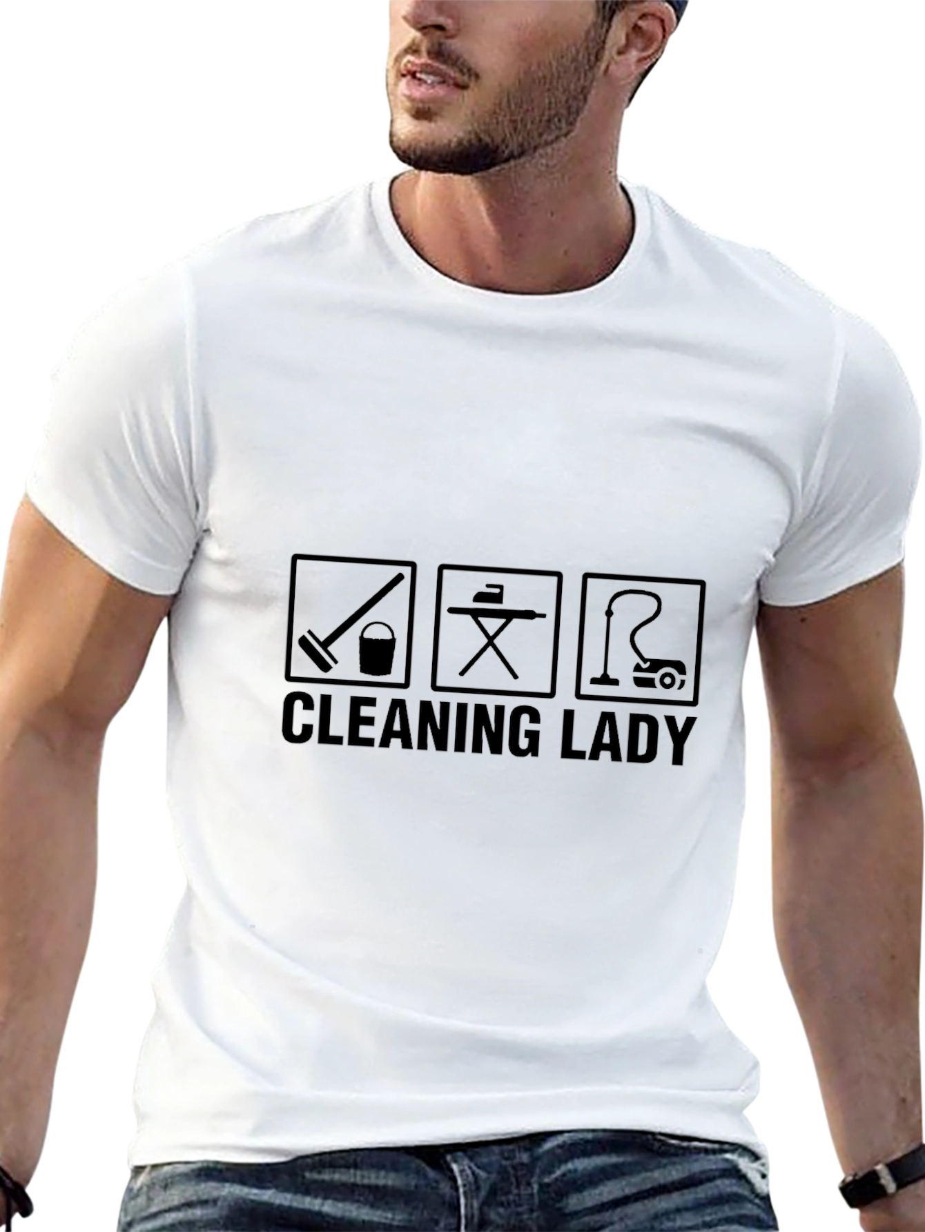 Cleaning Lady Graphic Black T-Shirt
