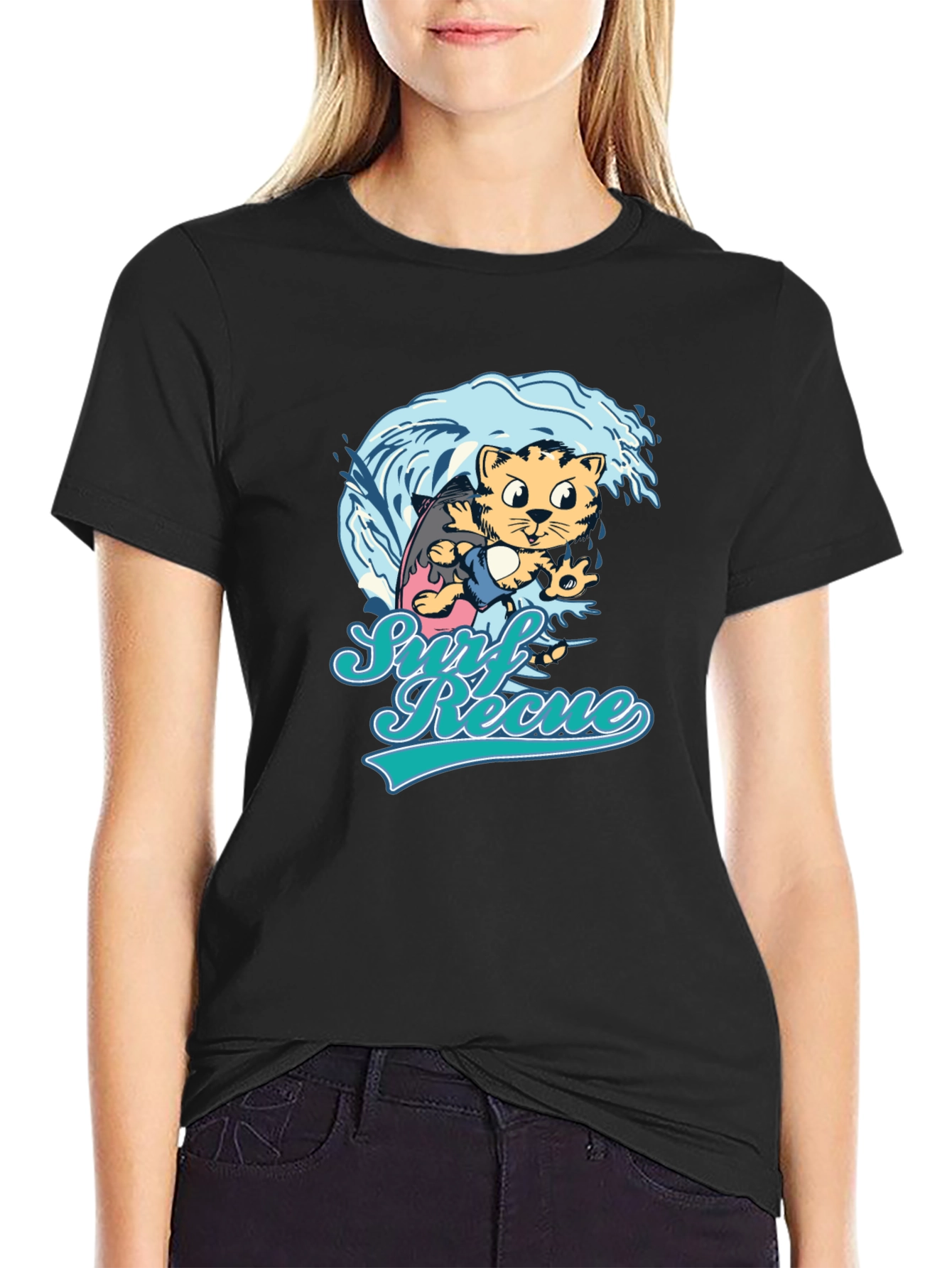 Surf Rescue T-Shirt - Cool Cat Design