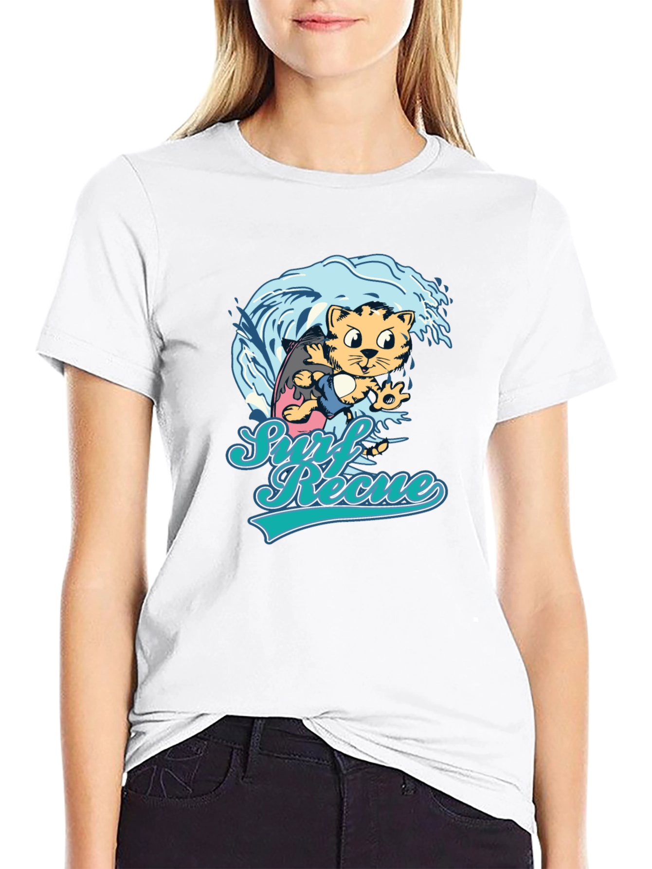 Surf Rescue T-Shirt - Cool Cat Design