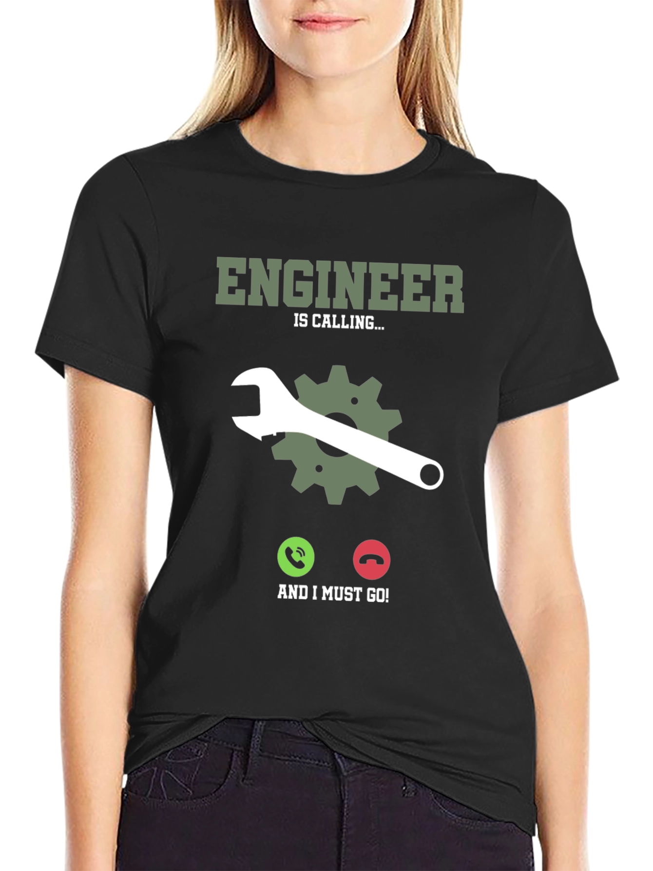 Engineer Calling Black T-Shirt