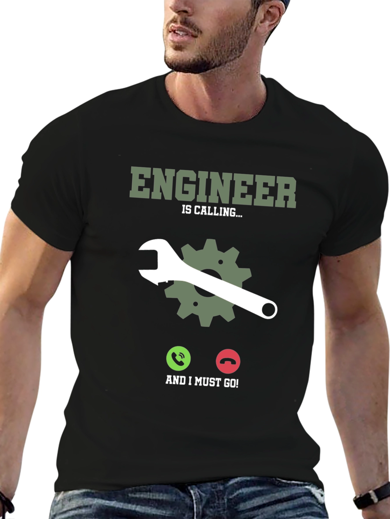 Engineer Calling Black T-Shirt