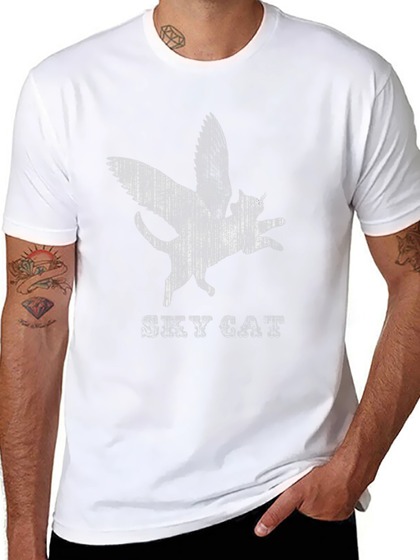 Sky Cat T-Shirt - Winged Feline Design