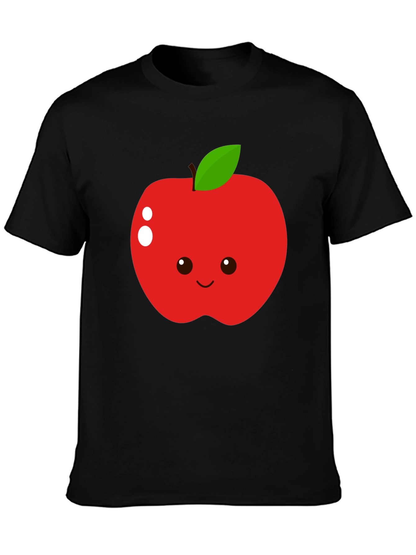Cute Apple Graphic T-Shirt - Black Cotton Blend Tee