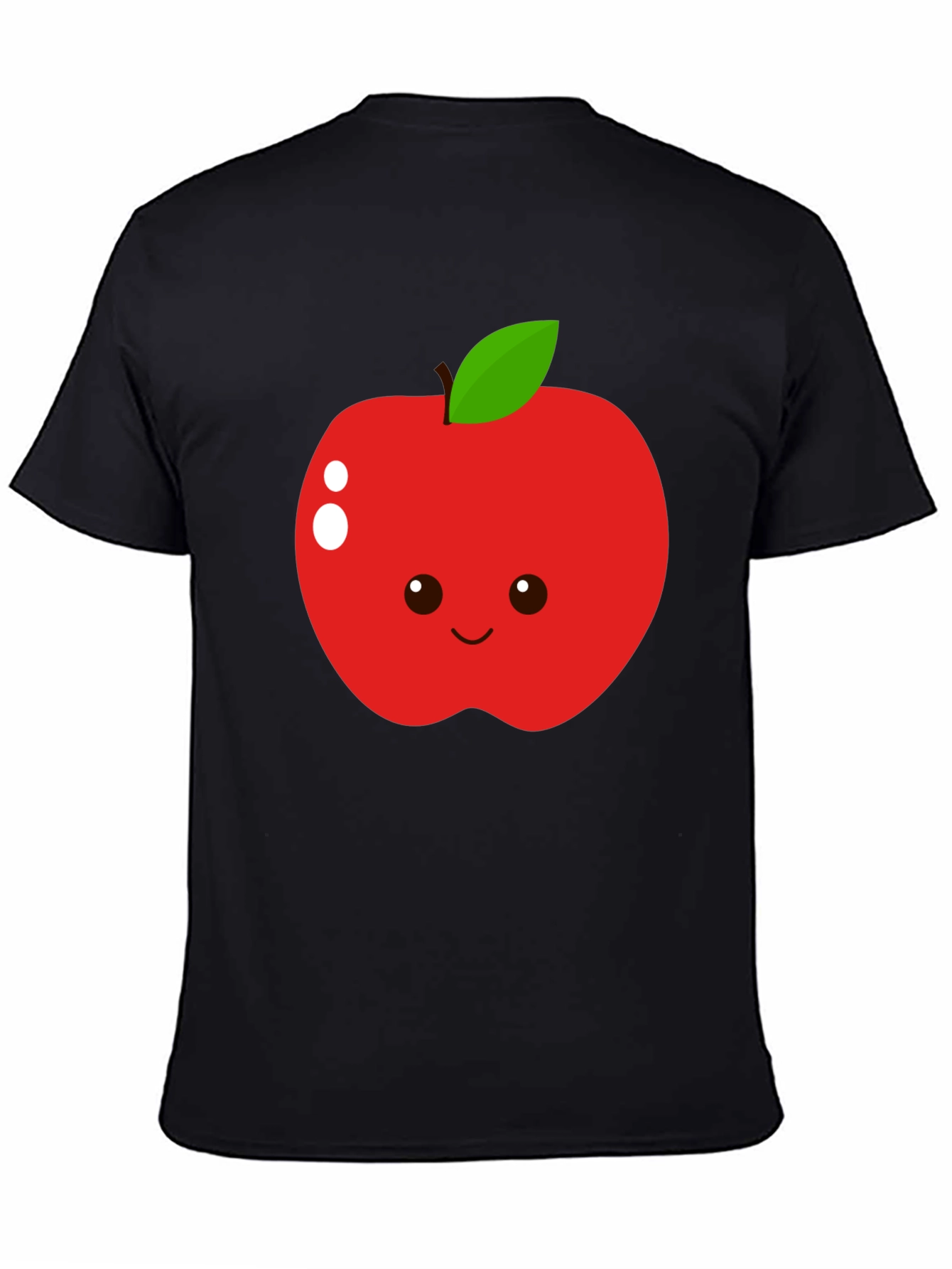 Cute Apple Graphic T-Shirt - Black Cotton Blend Tee