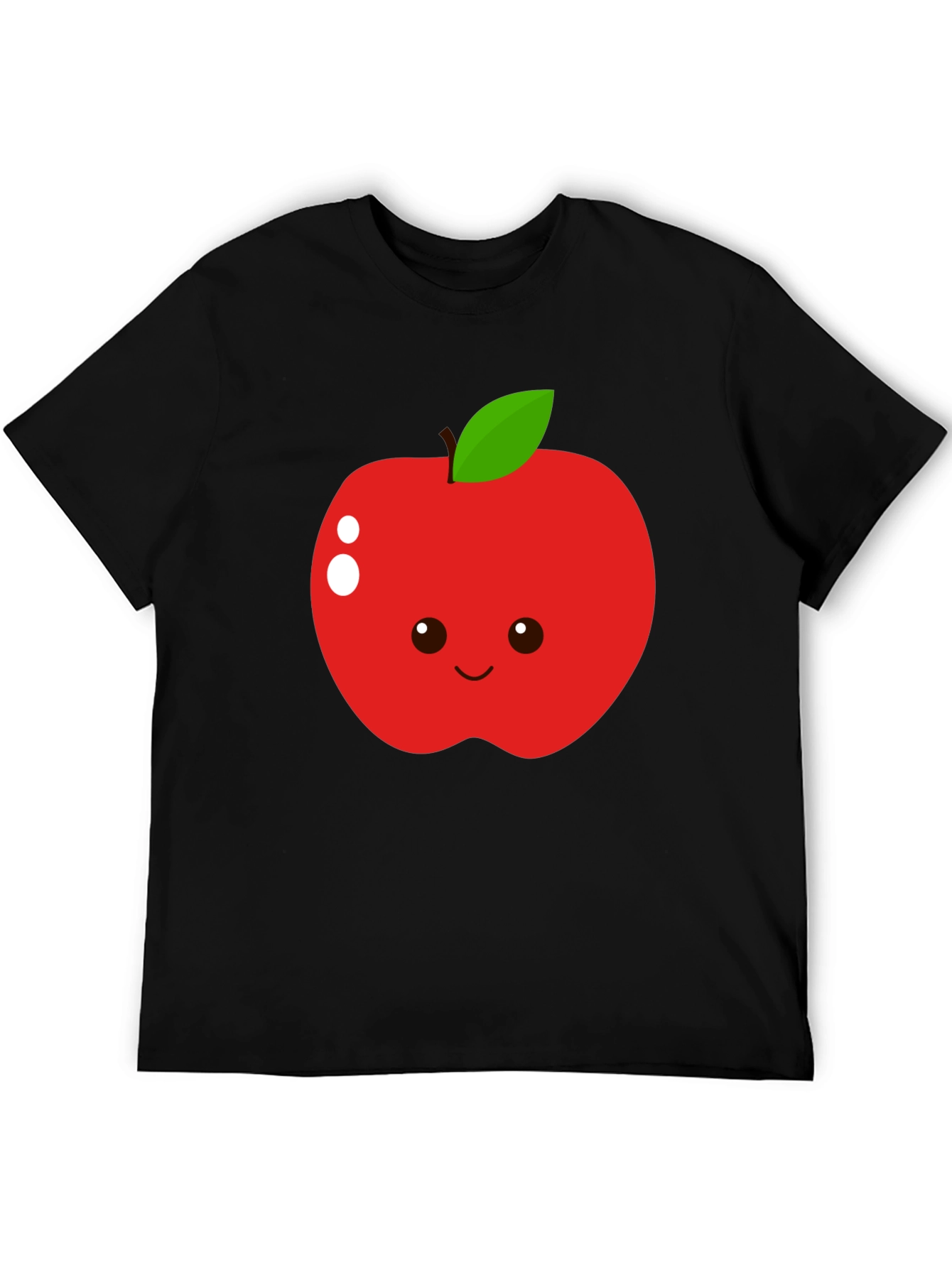 Cute Apple Graphic T-Shirt - Black Cotton Blend Tee