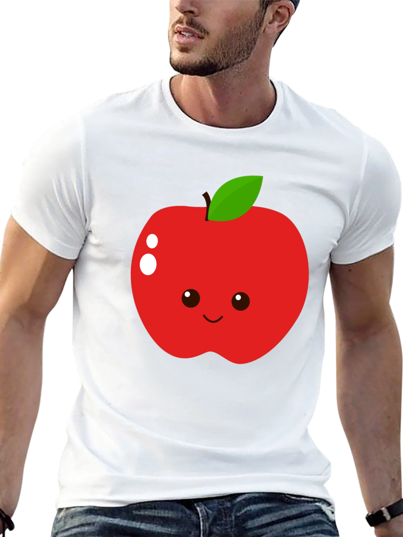 Cute Apple Graphic T-Shirt - Black Cotton Blend Tee