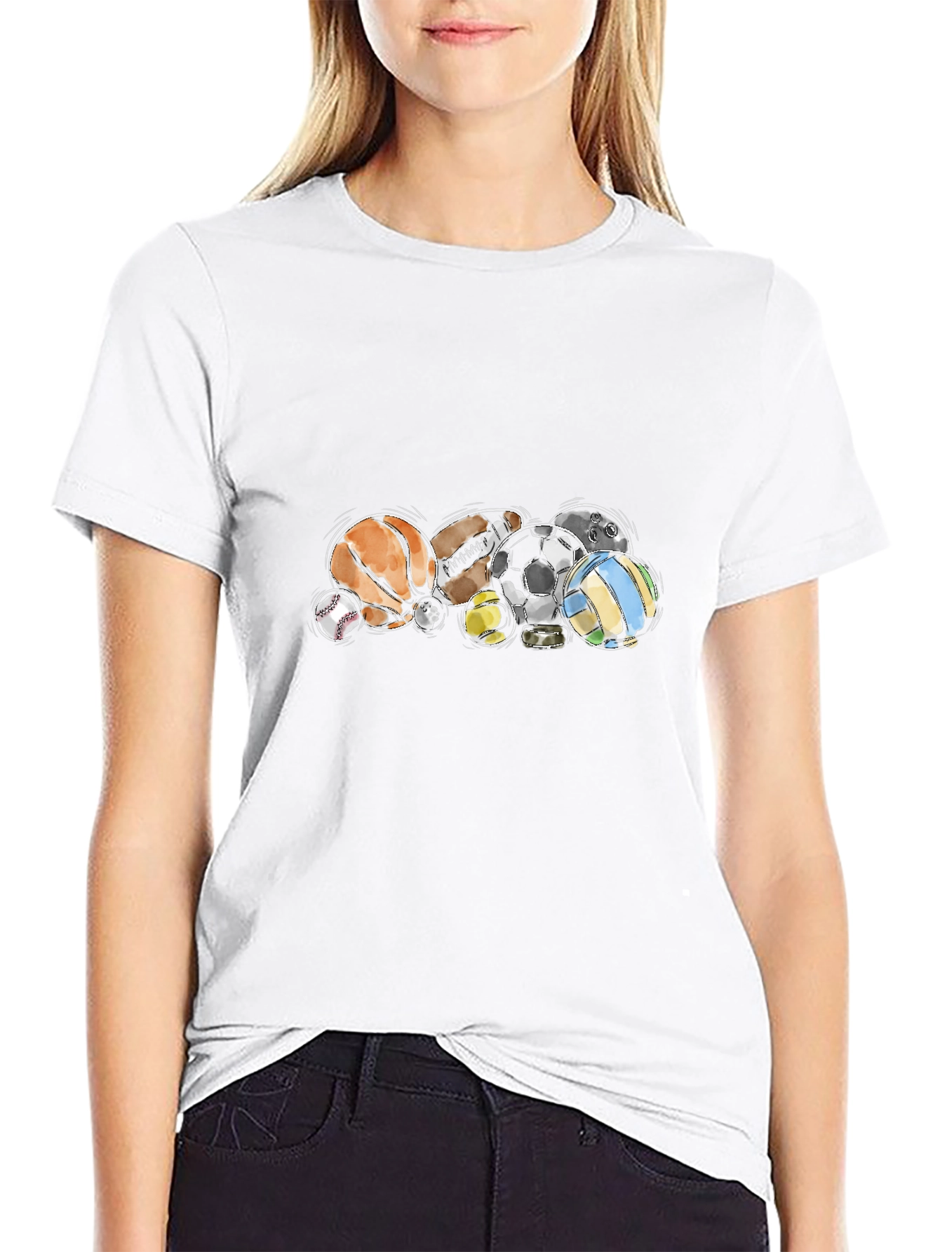 Sports Balls Graphic Black T-Shirt