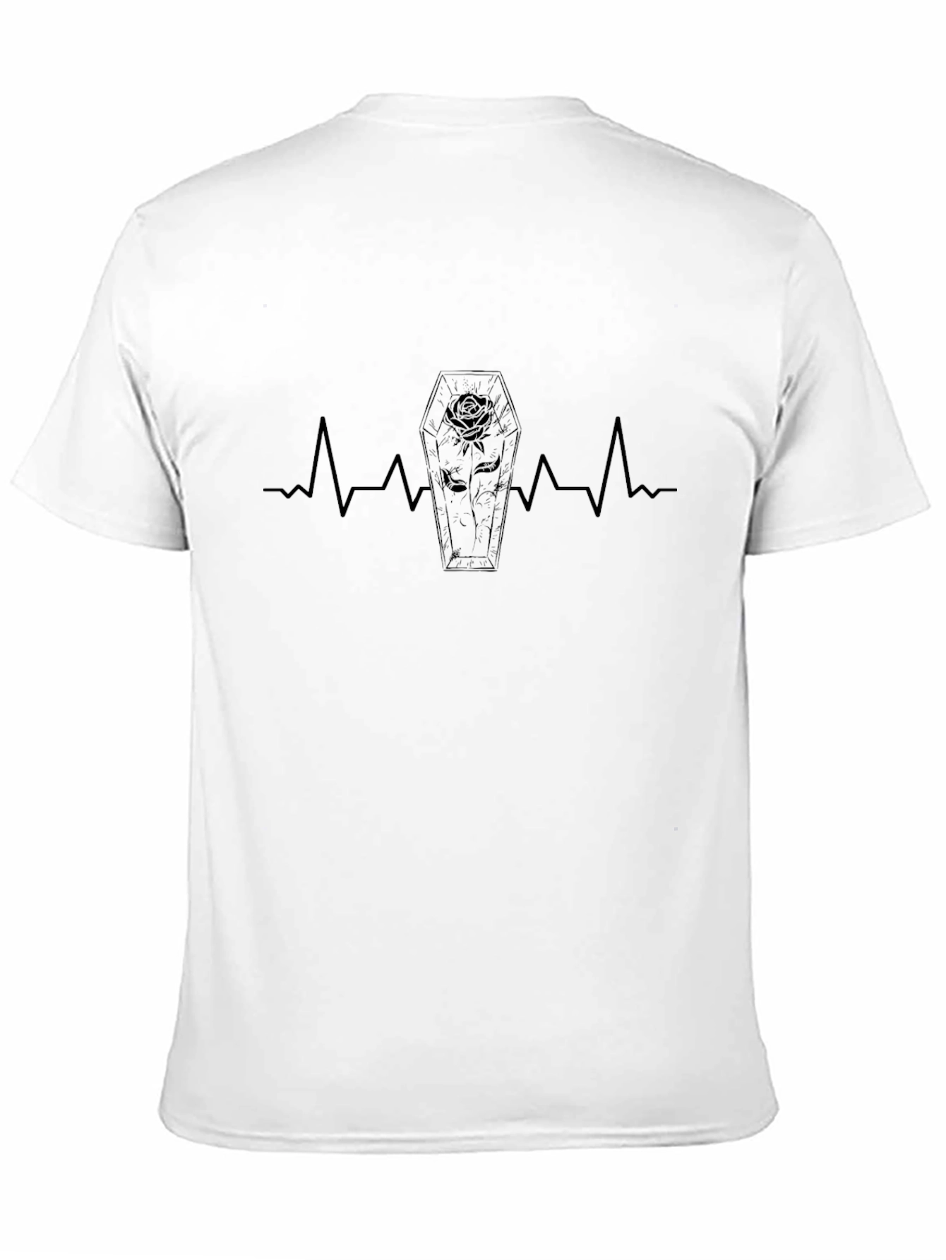 Gothic Coffin Heartbeat T-Shirt - Black