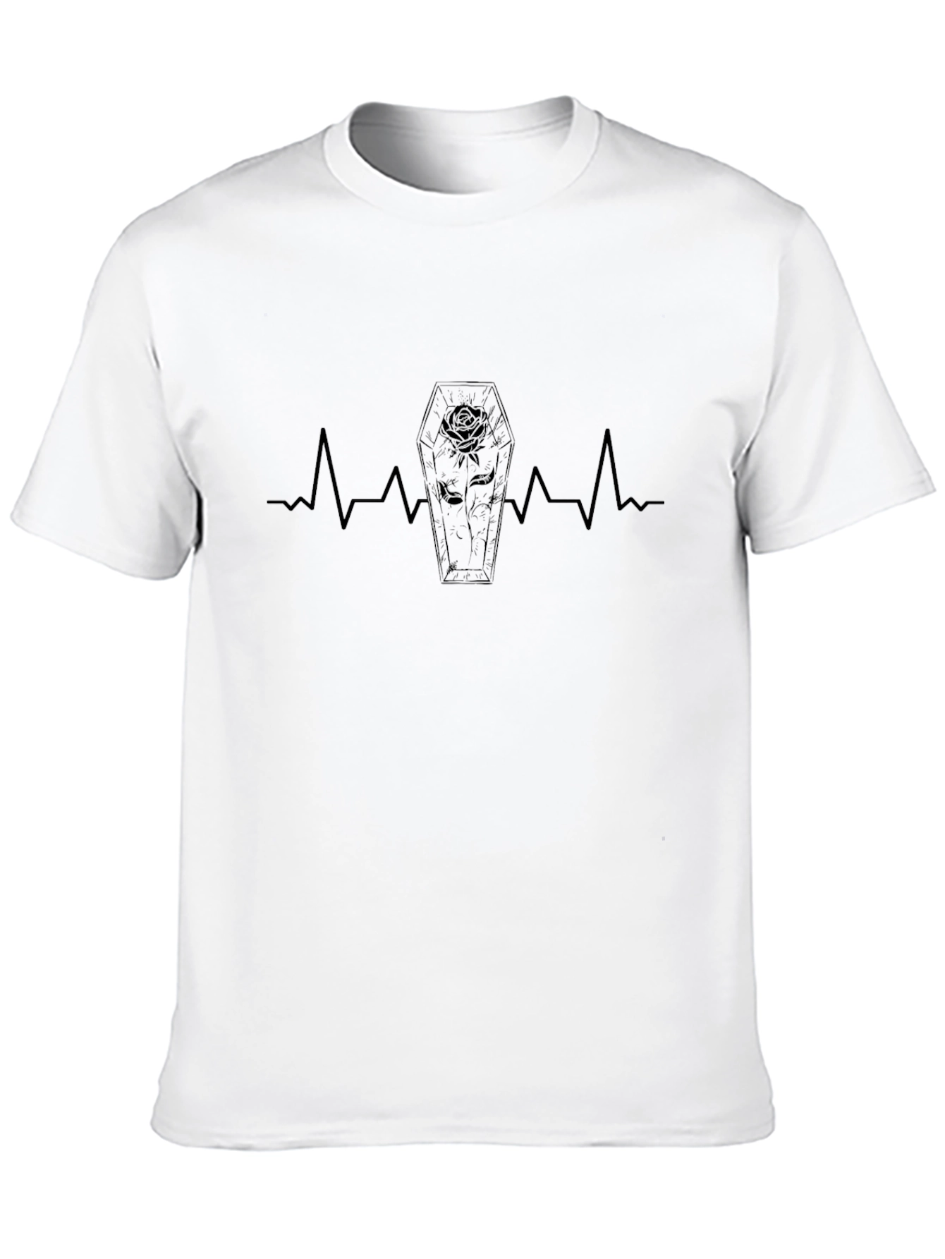 Gothic Coffin Heartbeat T-Shirt - Black