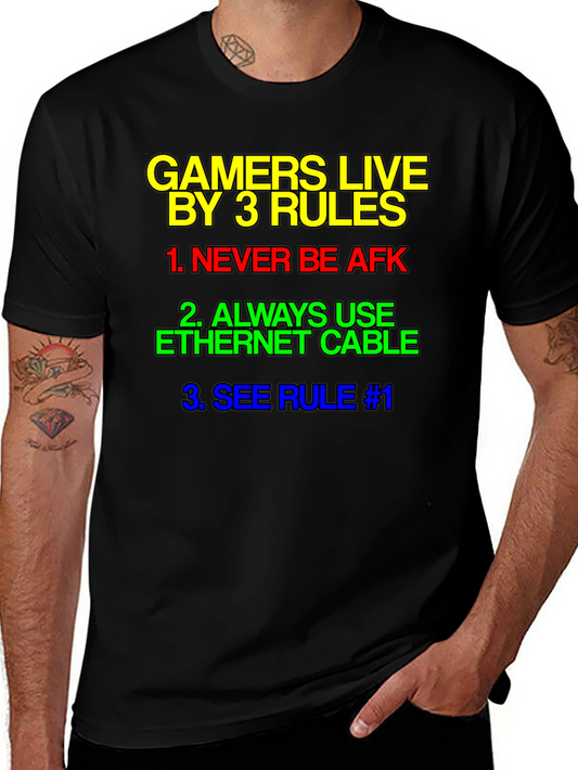Gamer Rules T-Shirt - Live By 3 Rules Tee