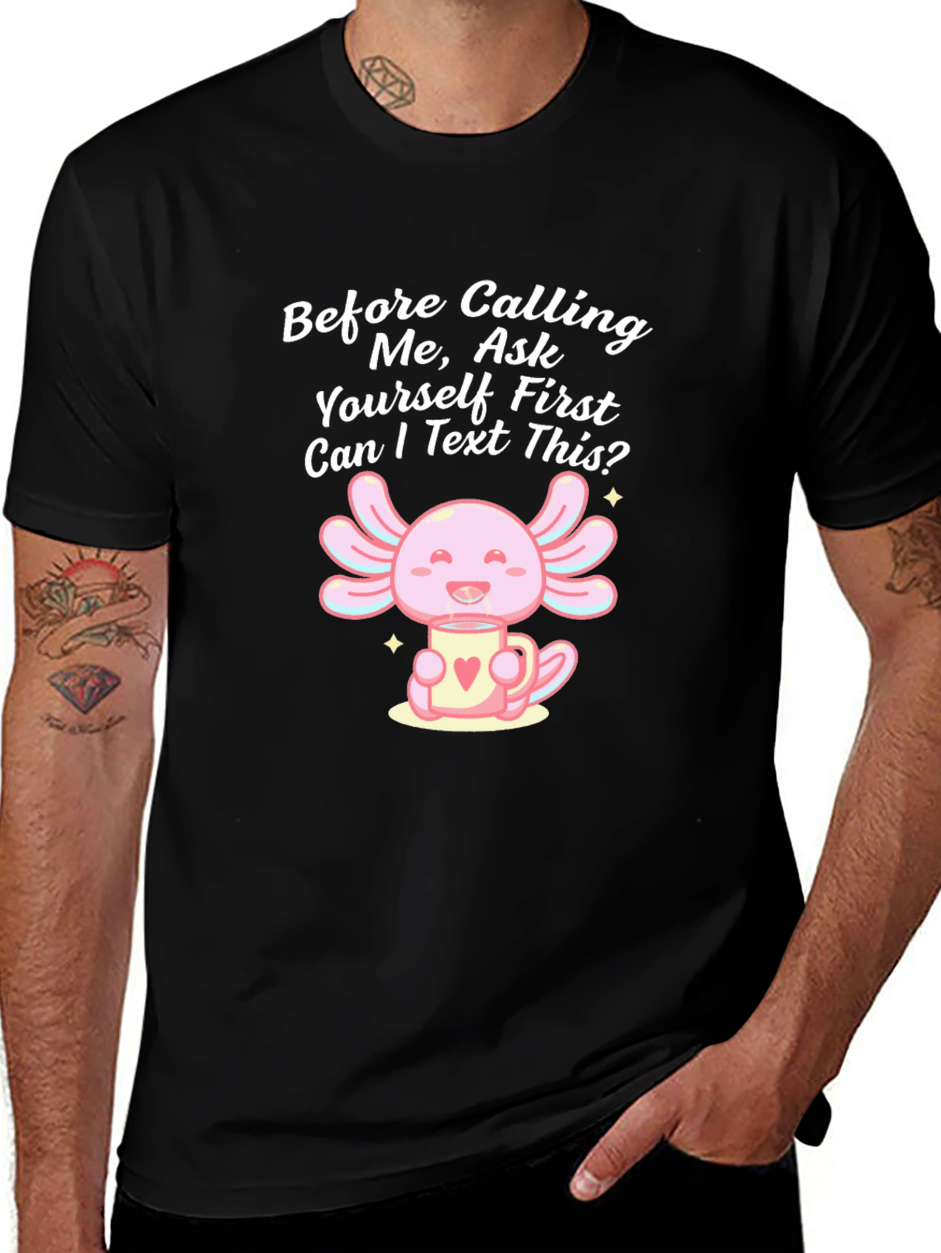 Axolotl Text First Black T-Shirt