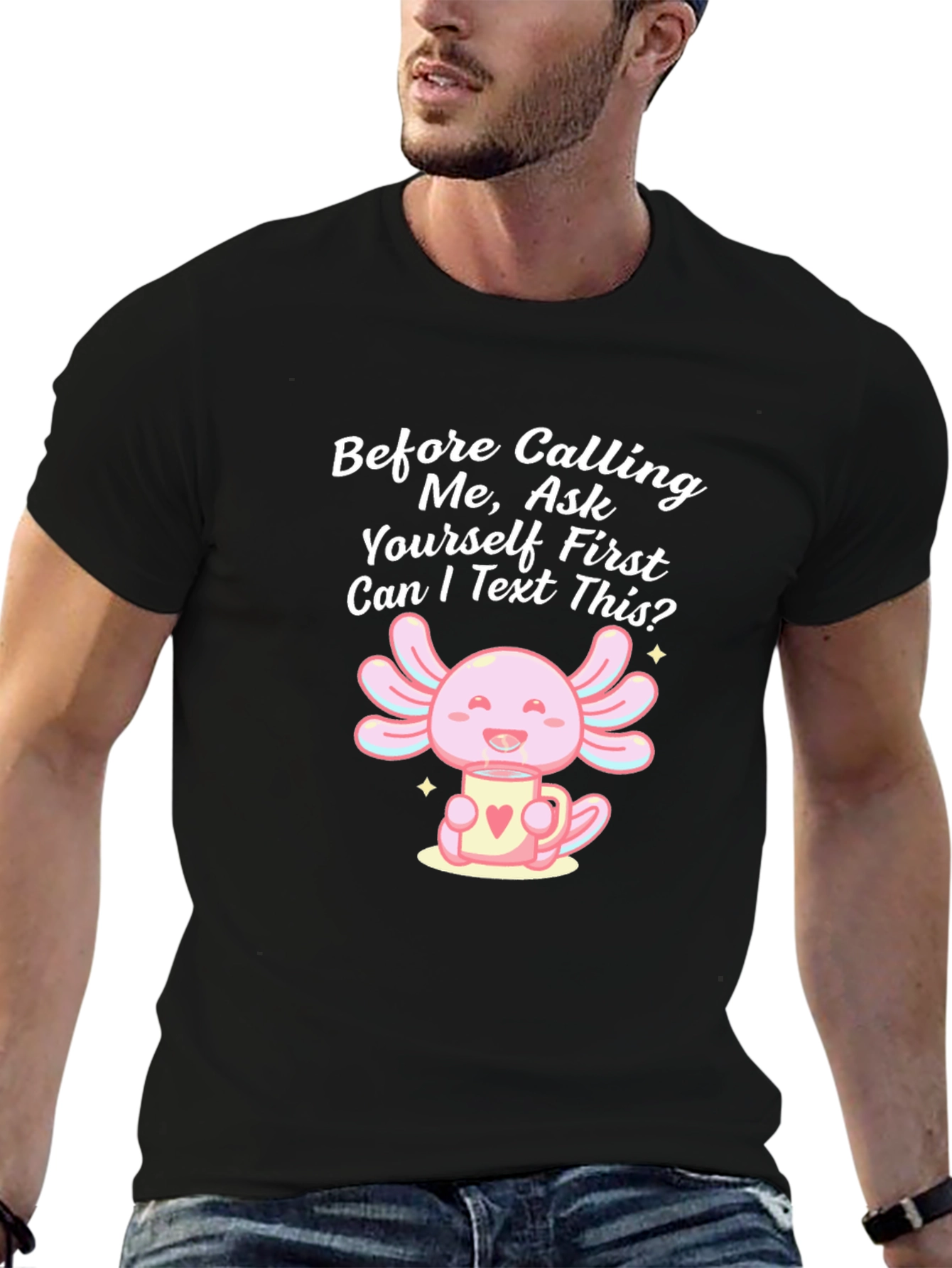 Axolotl Text First Black T-Shirt