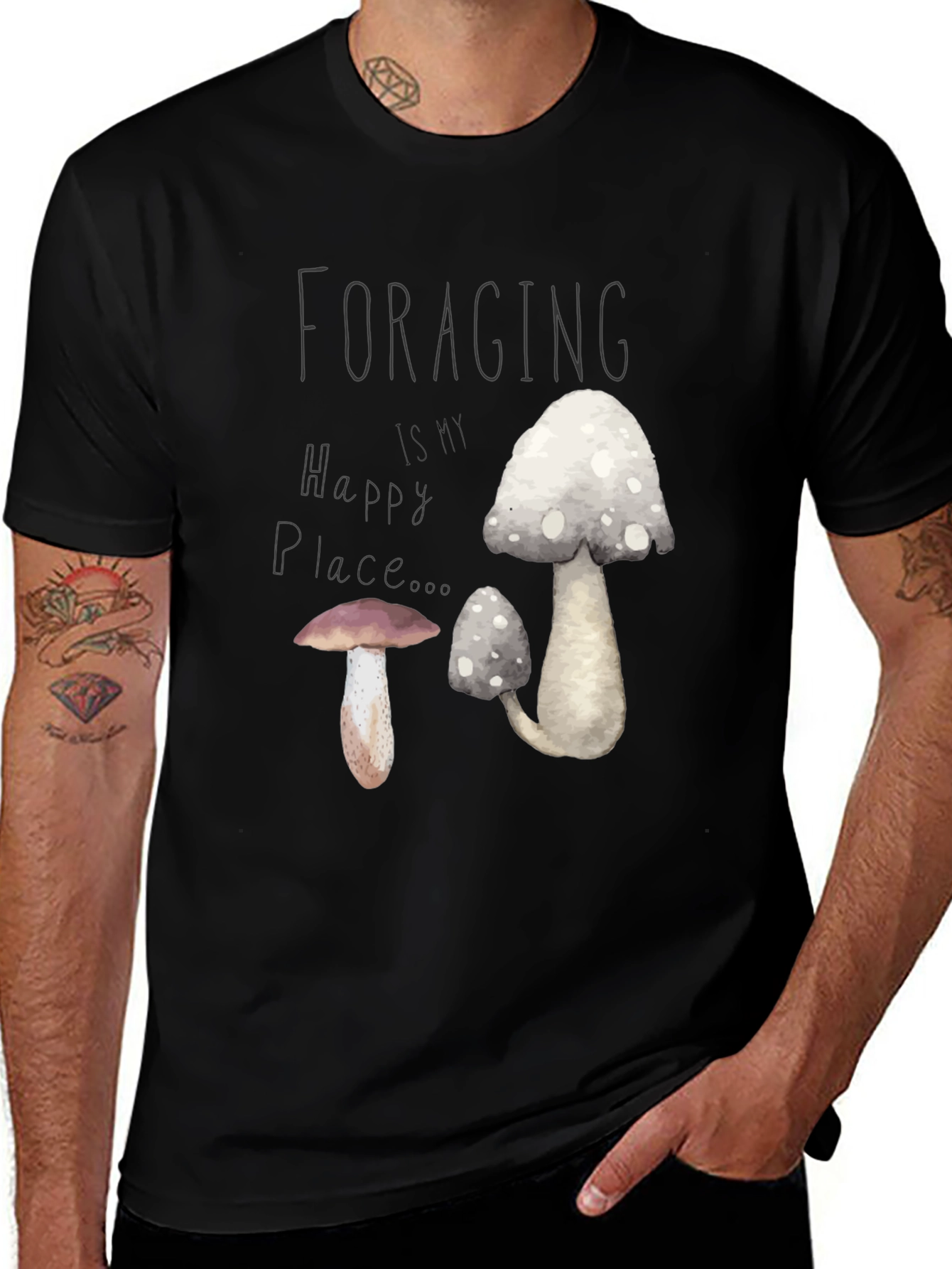 Foraging Is My Happy Place Mushroom Graphic Tee