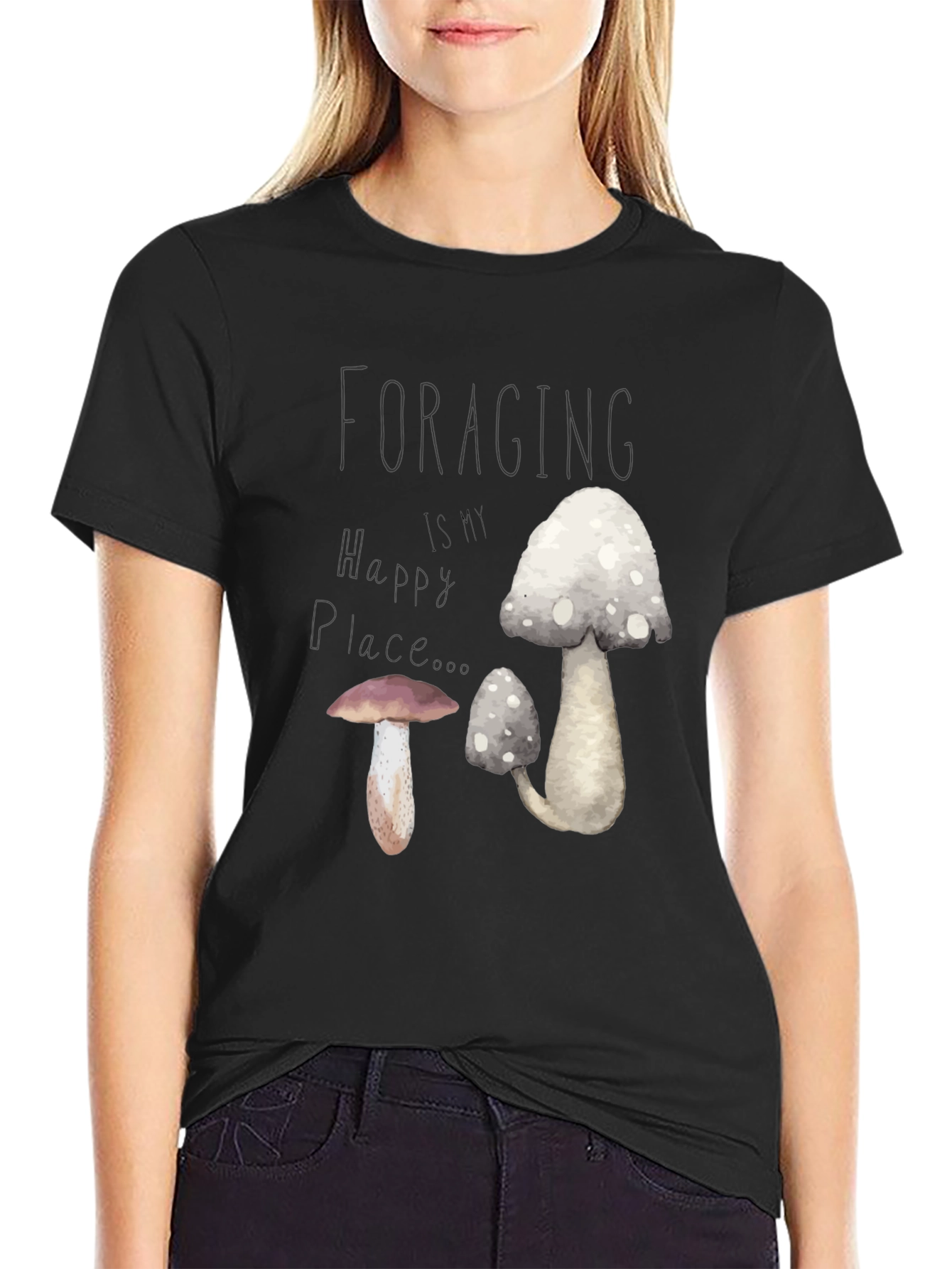 Foraging Is My Happy Place Mushroom Graphic Tee