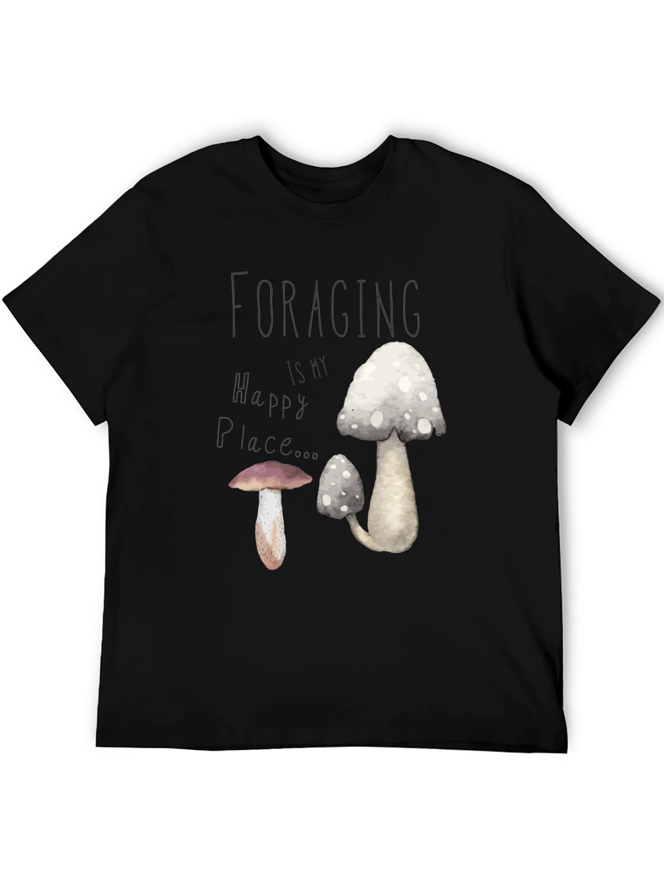 Foraging Is My Happy Place Mushroom Graphic Tee