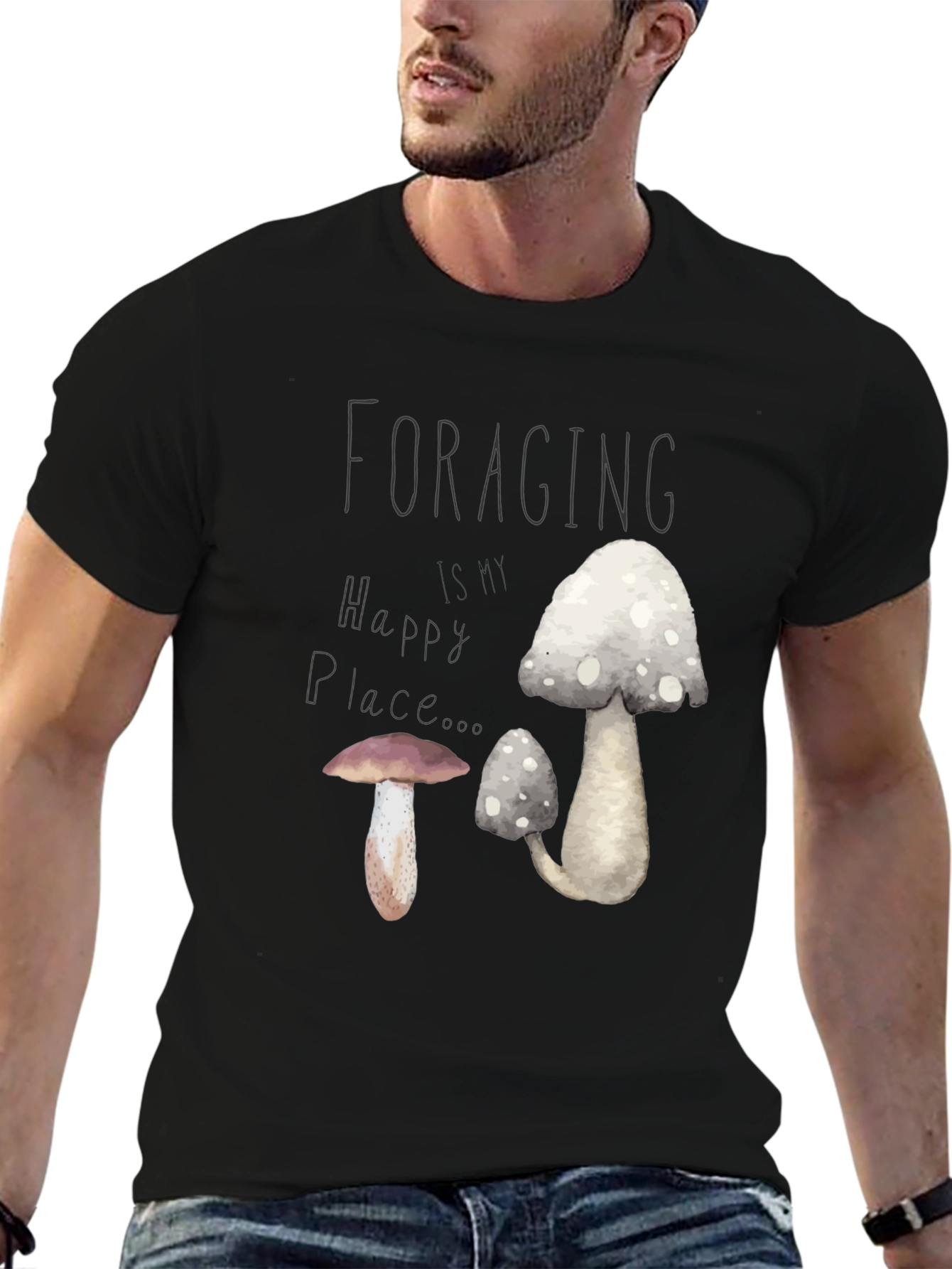 Foraging Is My Happy Place Mushroom Graphic Tee