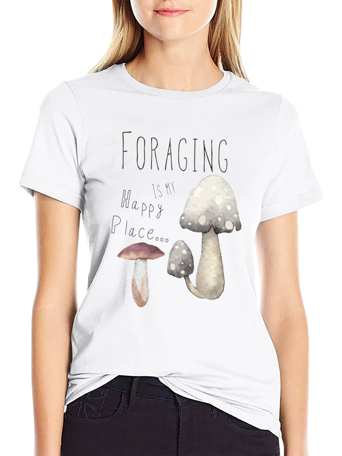 Foraging Is My Happy Place Mushroom Graphic Tee