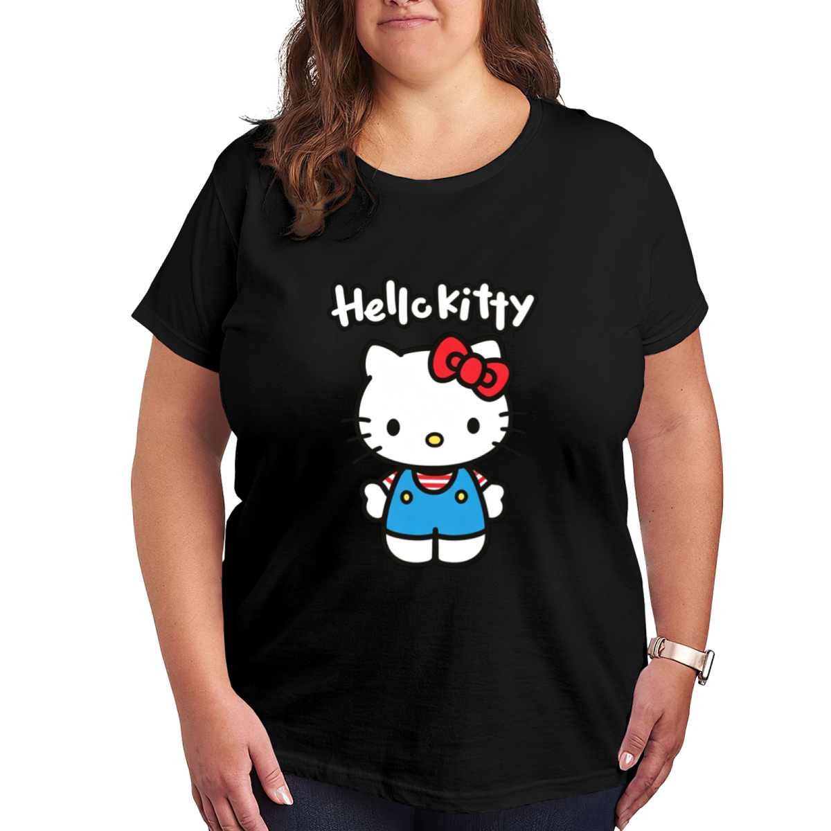 Classic Hello Kitty Cute Cartoon Plus?Size White Tee