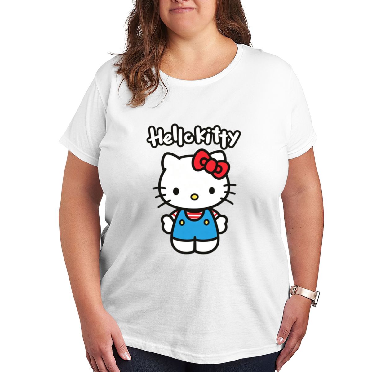 Classic Hello Kitty Cute Cartoon Plus?Size White Tee