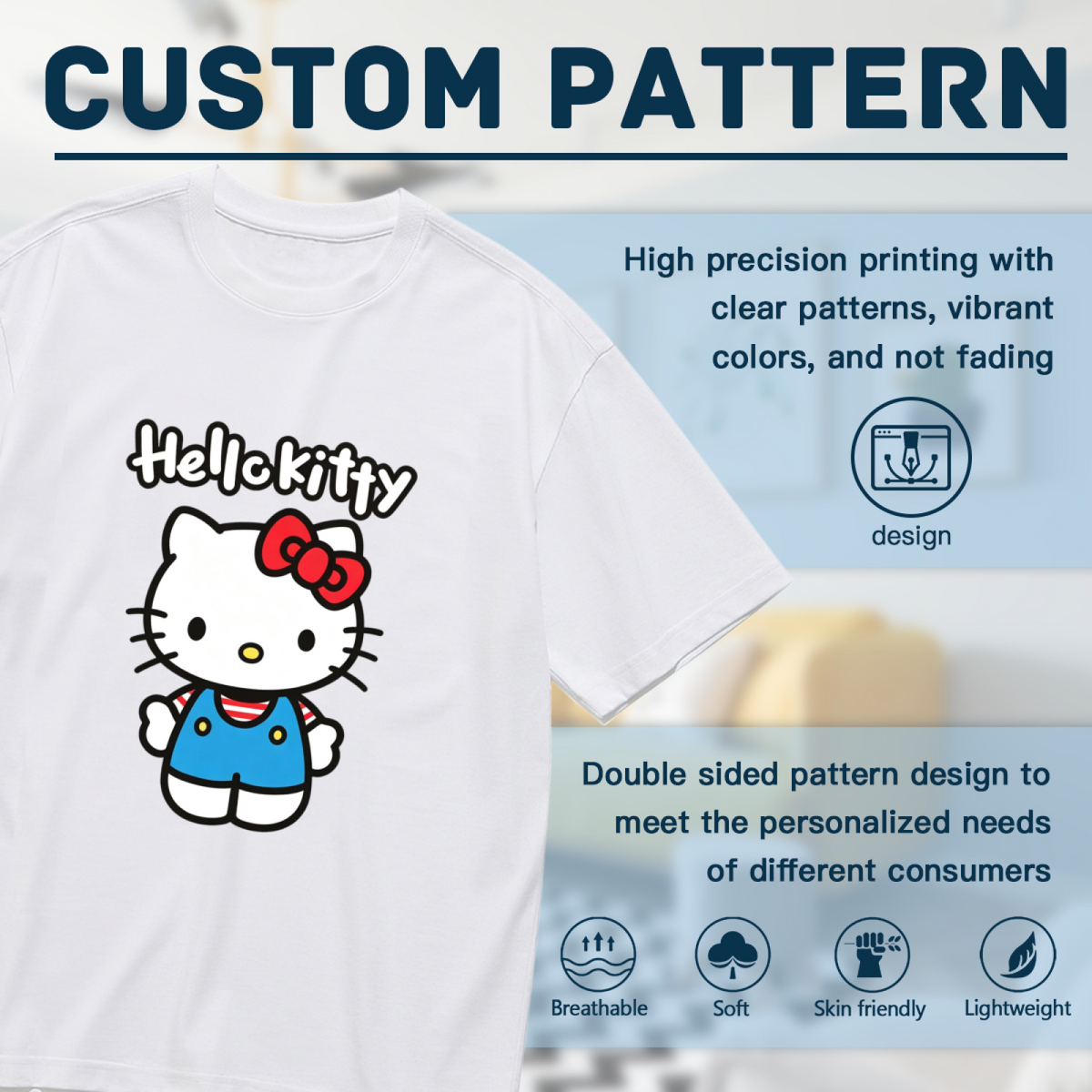 Classic Hello Kitty Cute Cartoon Plus?Size White Tee