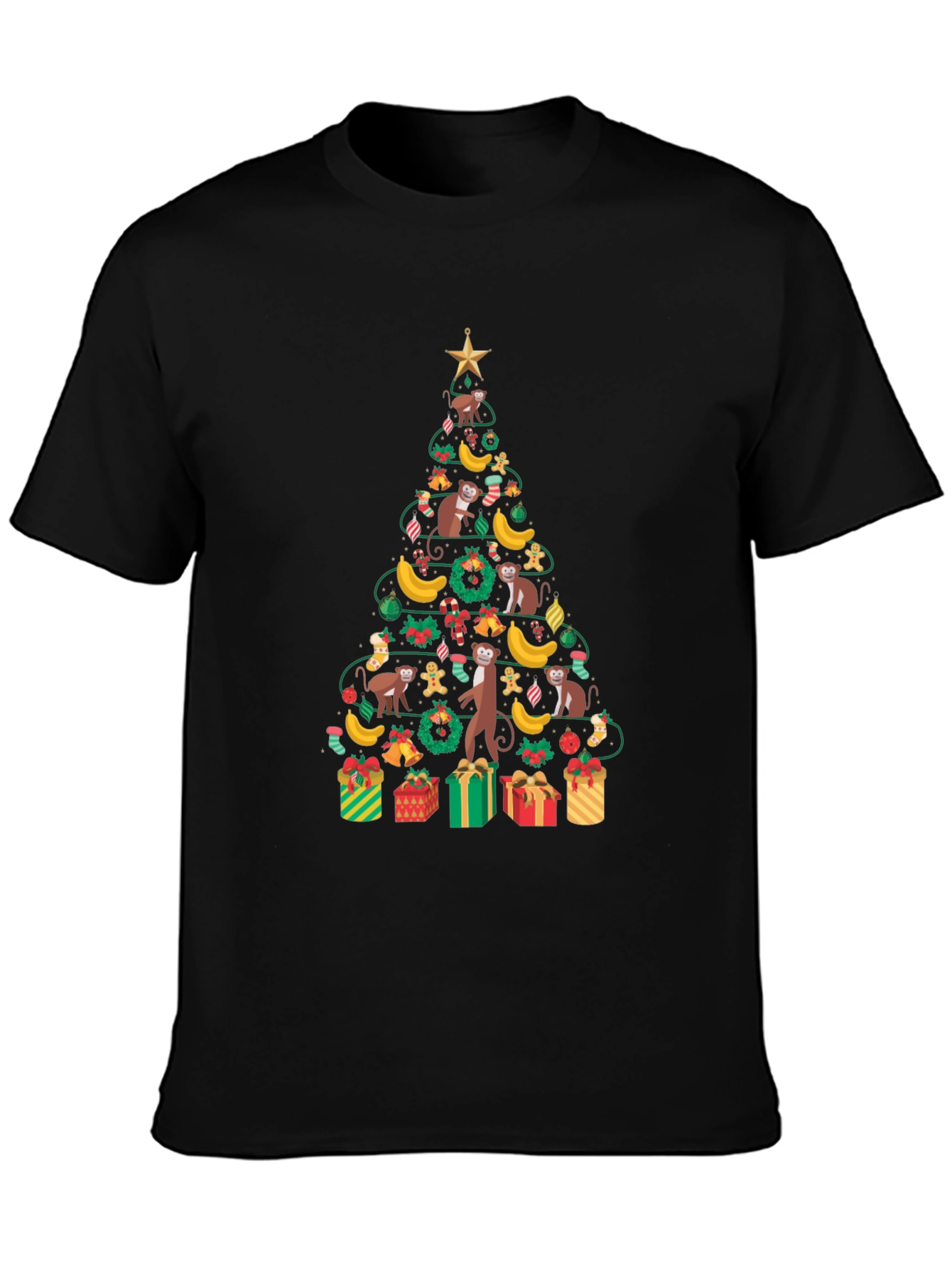 Monkey Christmas Tree Graphic Tee