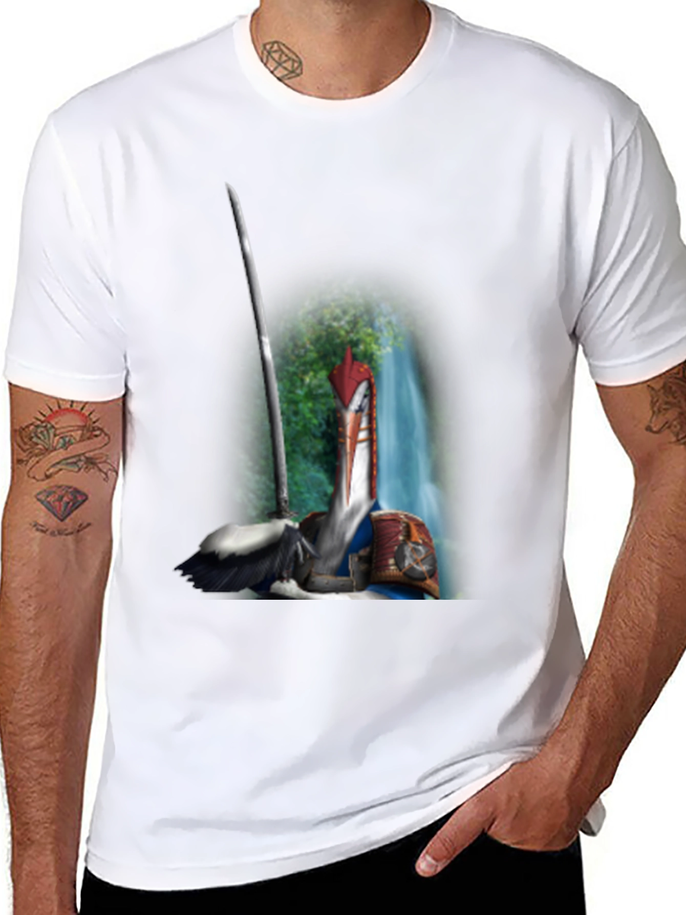 Samurai Pelican T-Shirt: Unique Graphic Tee