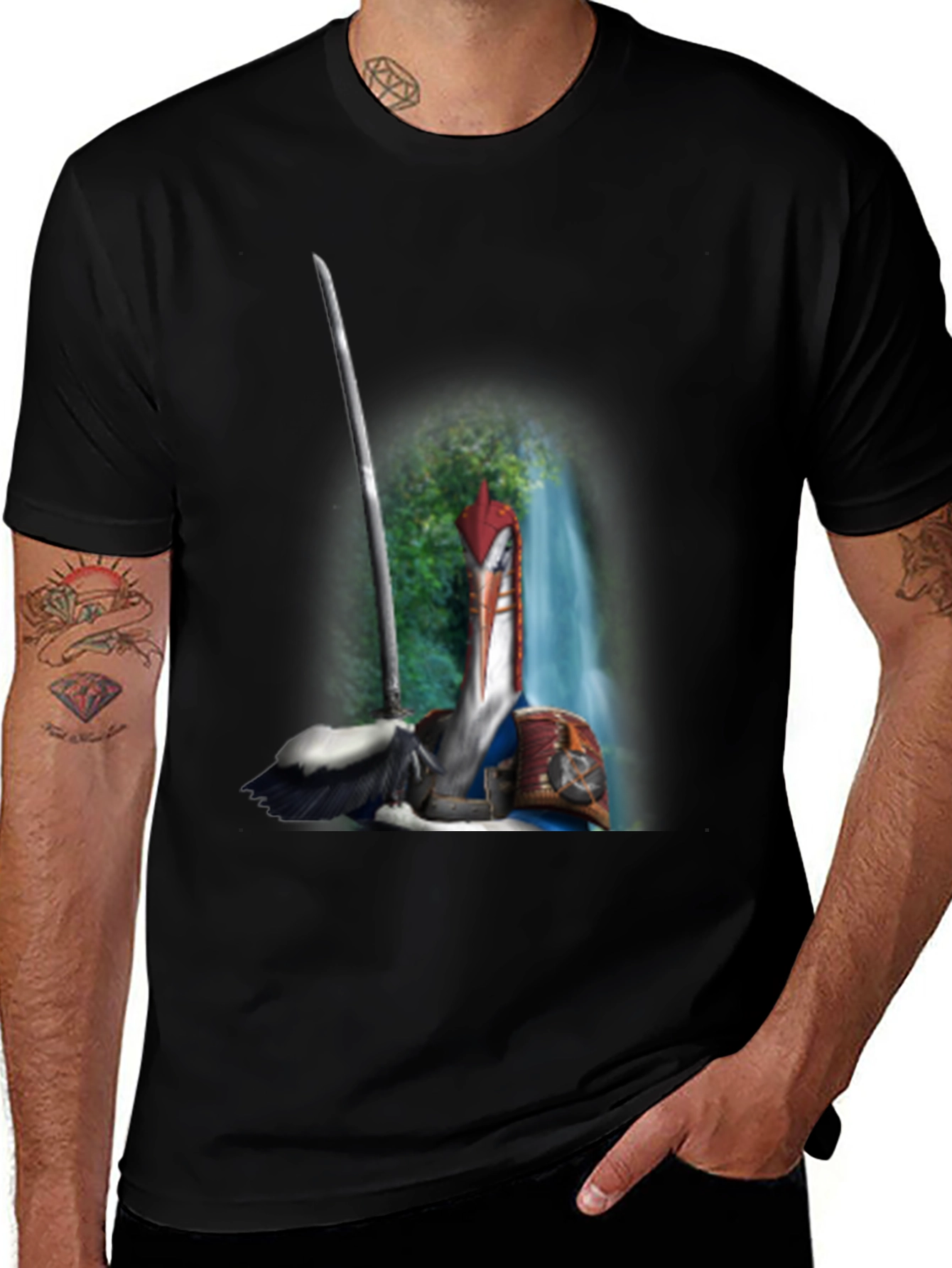 Samurai Pelican T-Shirt: Unique Graphic Tee