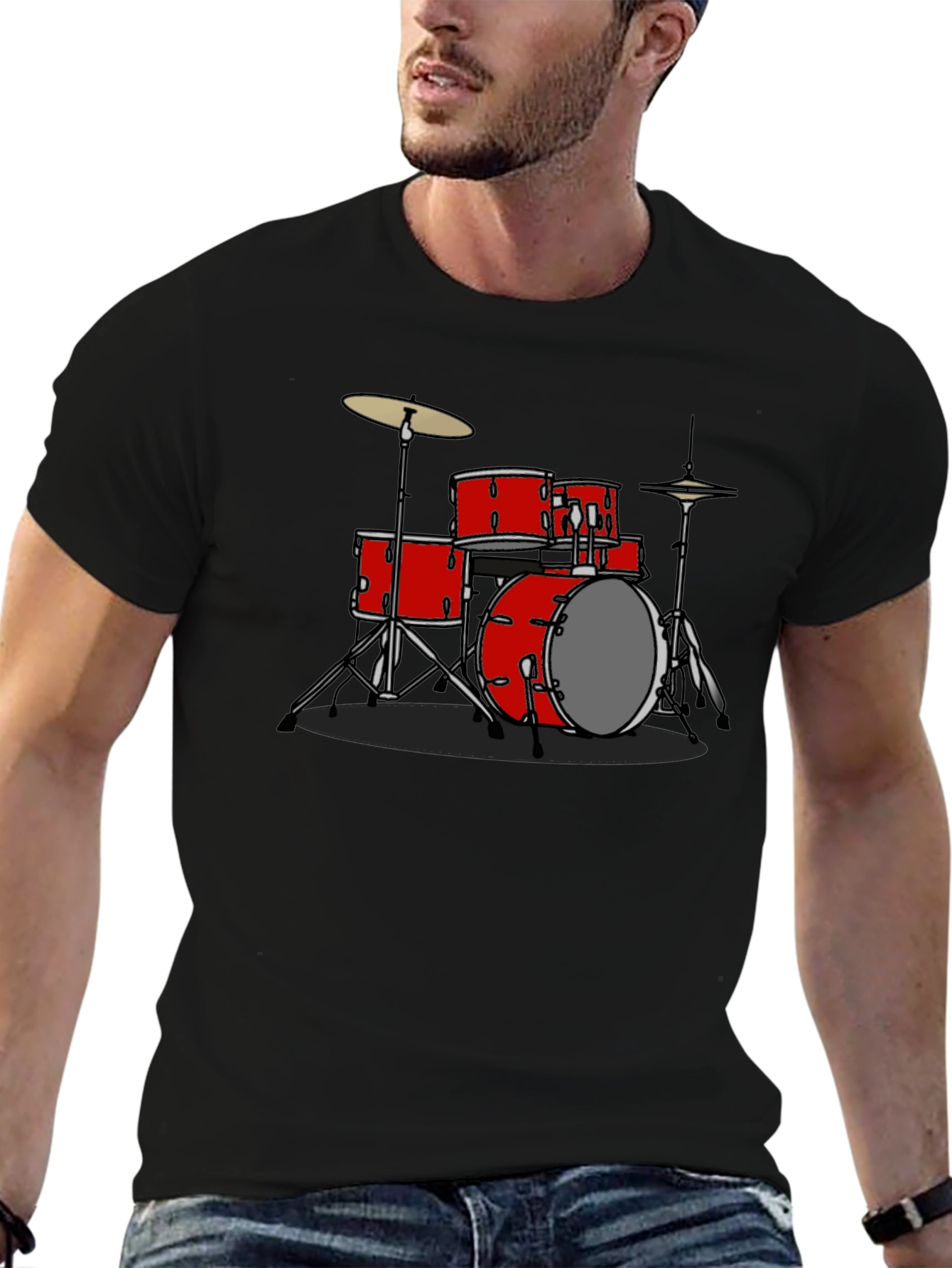 Red Drum Set Graphic Tee - Music Lovers Shirt