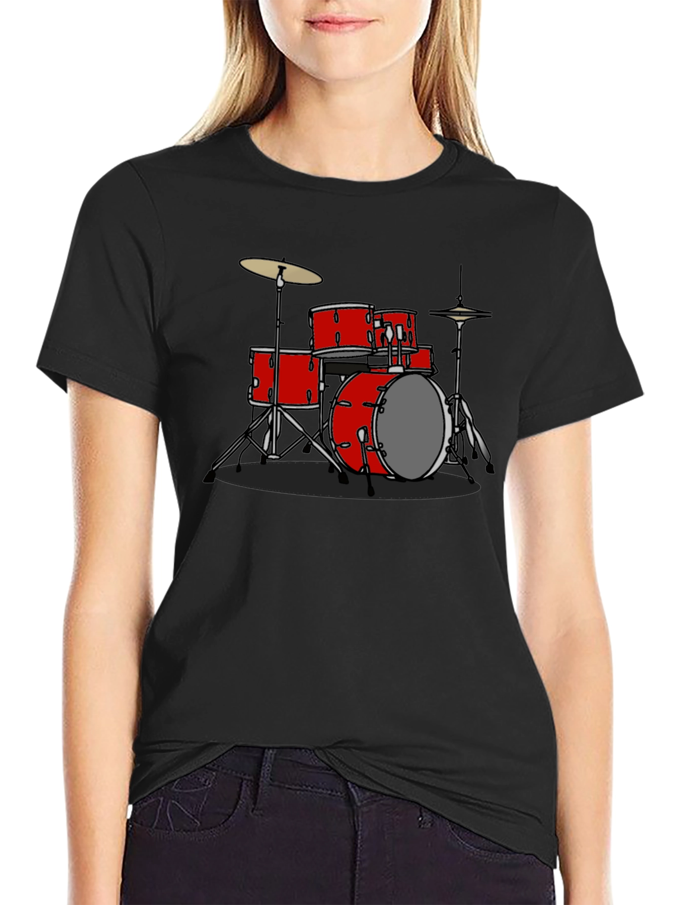 Red Drum Set Graphic Tee - Music Lovers Shirt