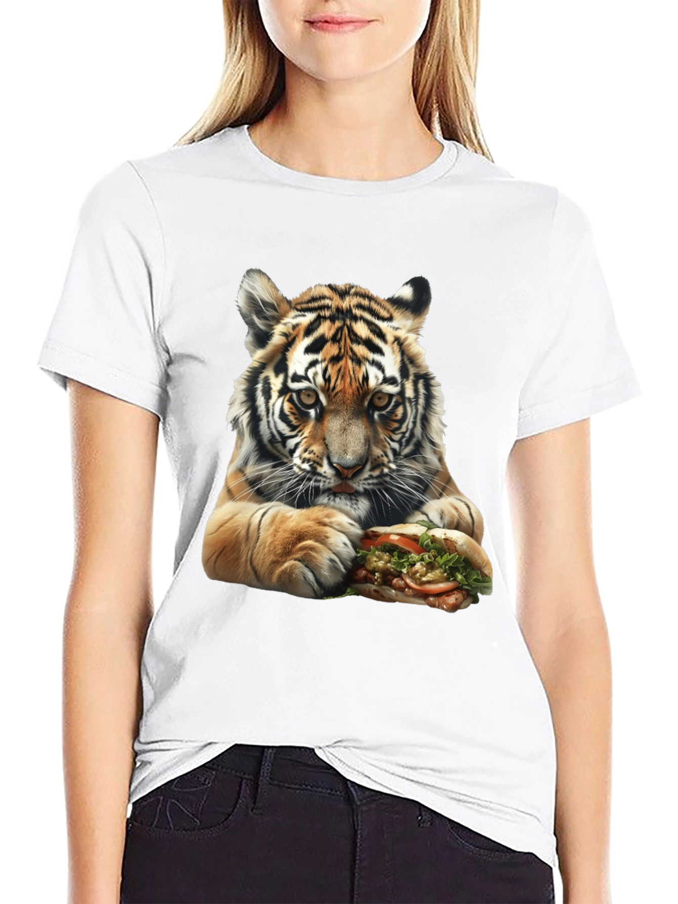 Tiger Eating Sandwich Graphic Tee