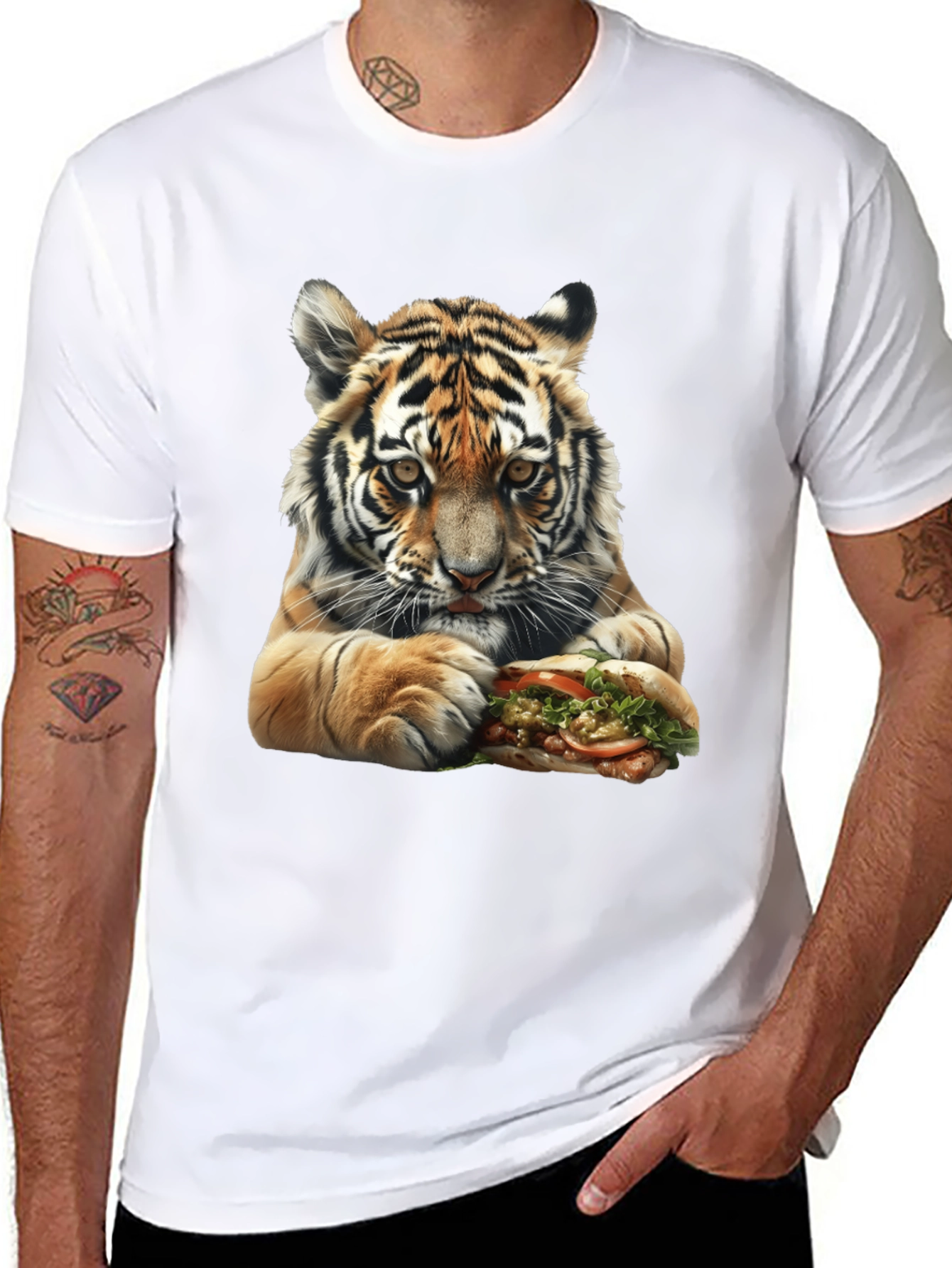 Tiger Eating Sandwich Graphic Tee