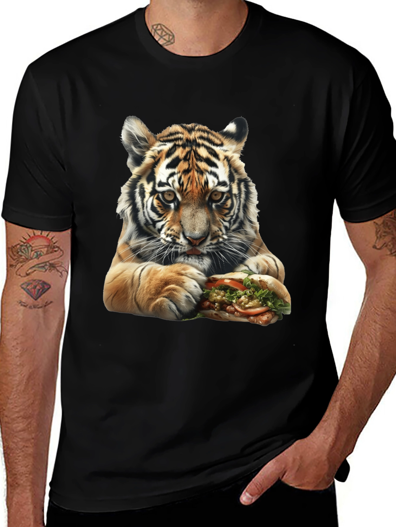Tiger Eating Sandwich Graphic Tee