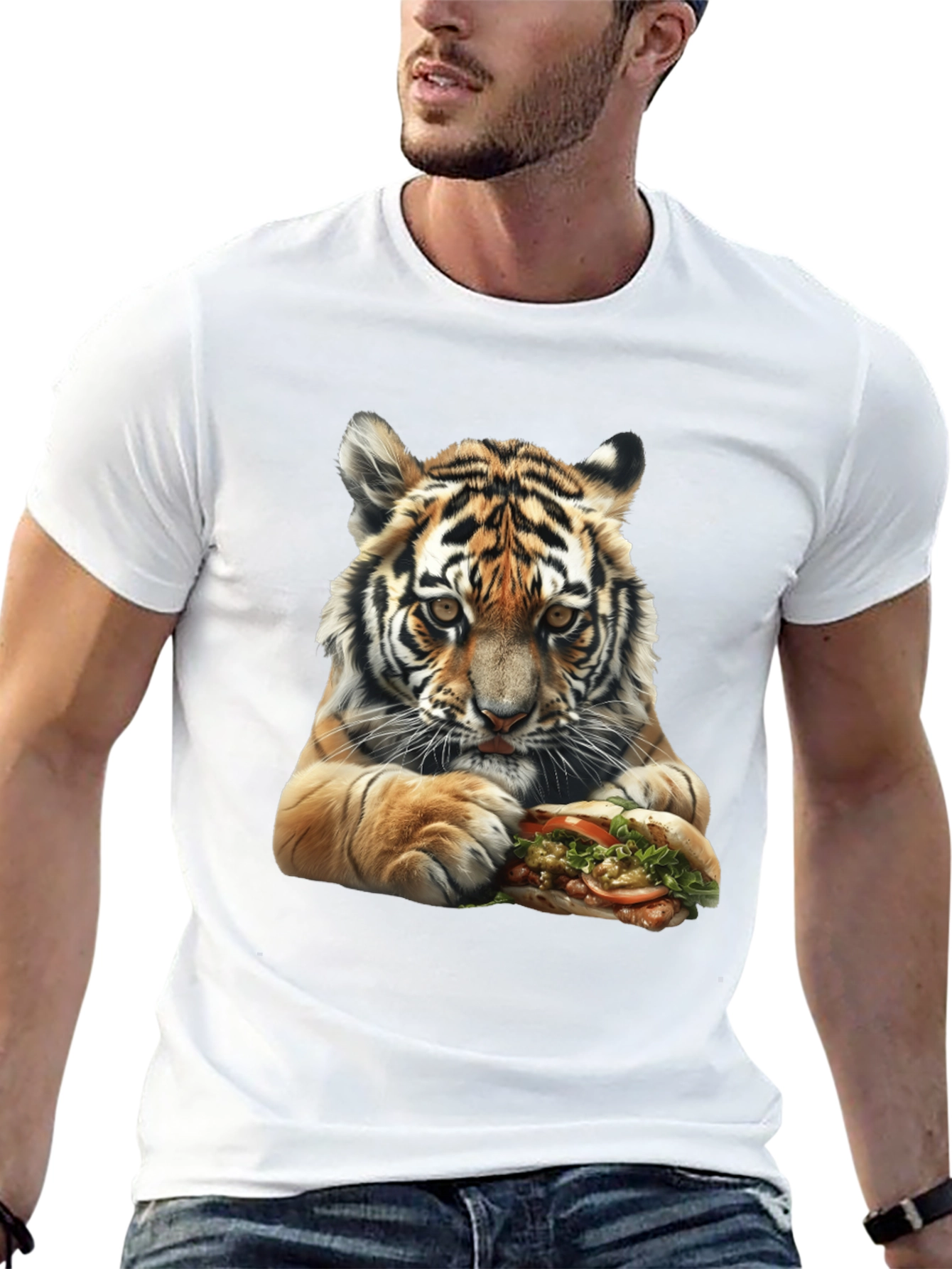 Tiger Eating Sandwich Graphic Tee
